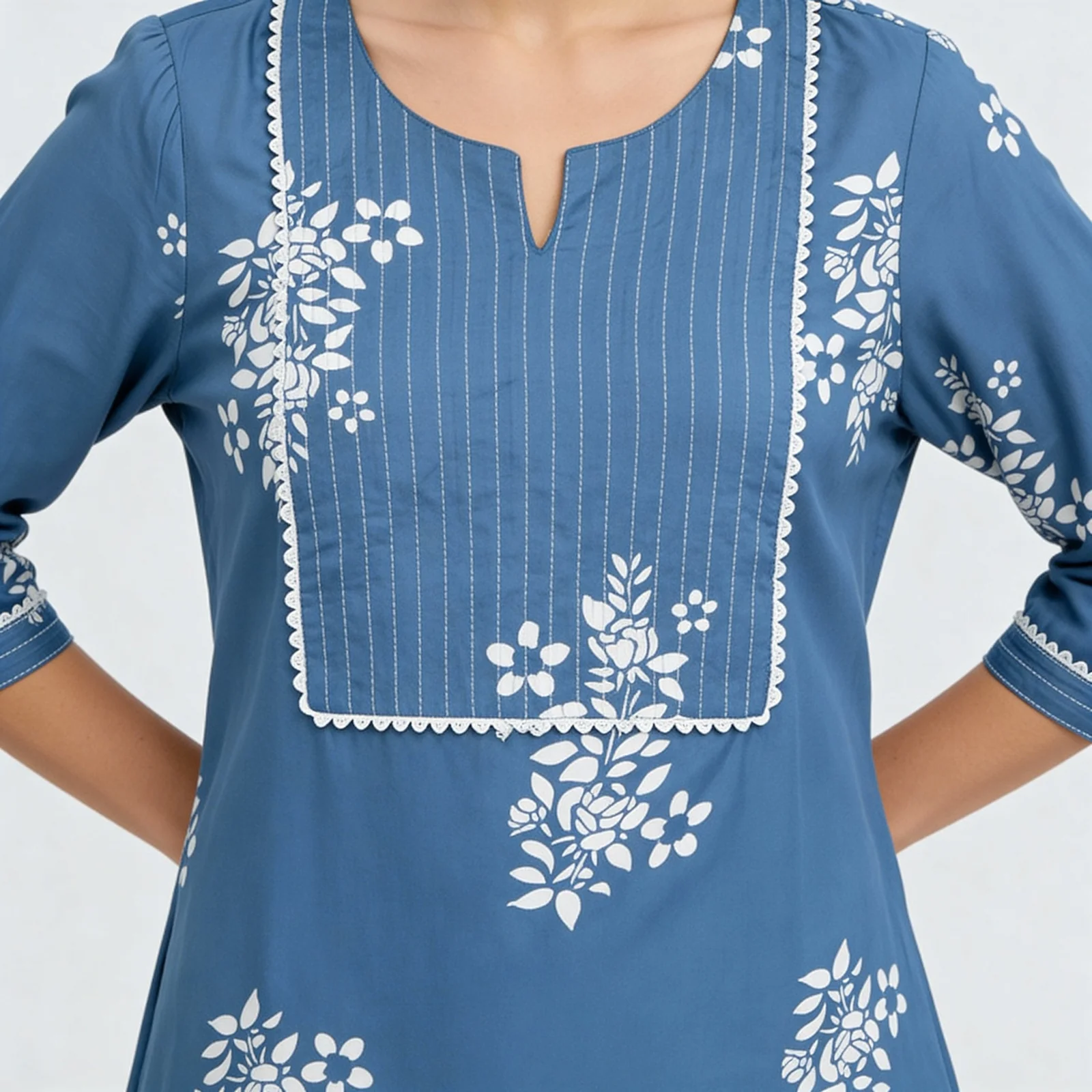 Printed Yoke Long Kurta - Image 4
