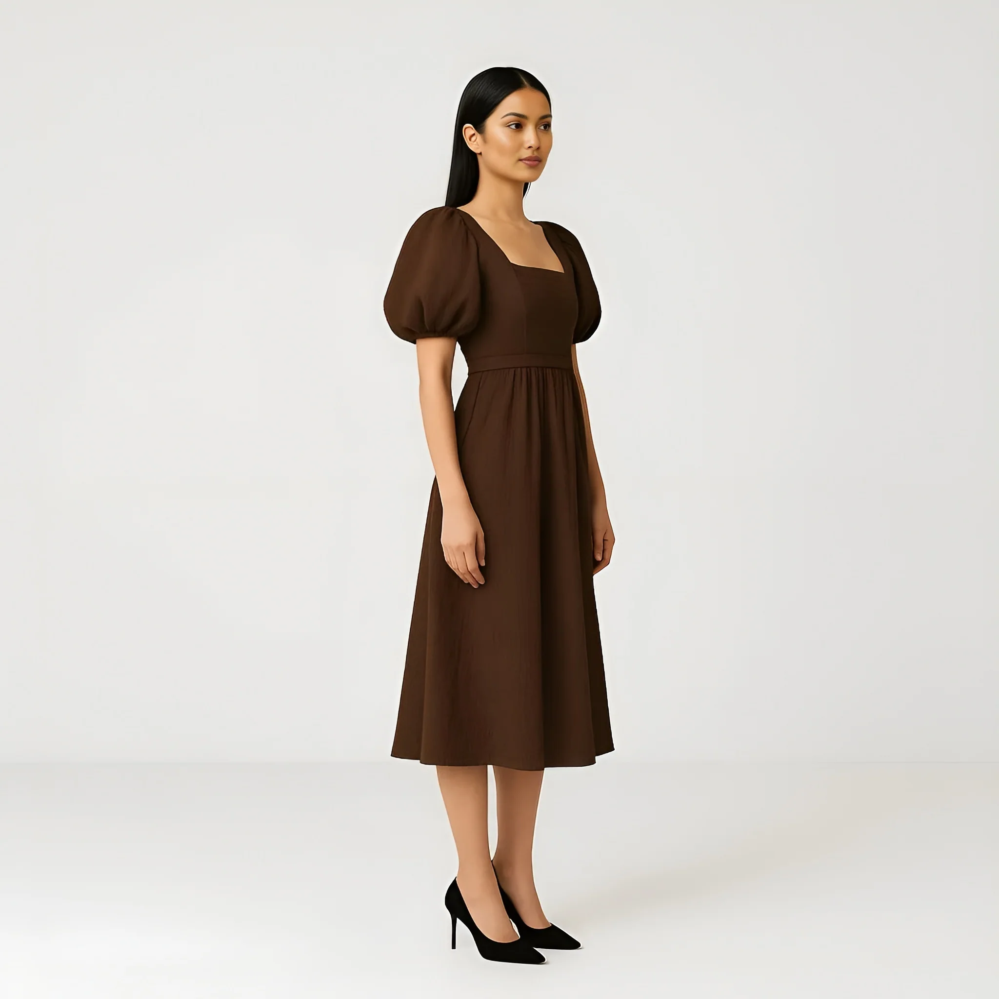 Puff Sleeve Structured Dress - Image 3