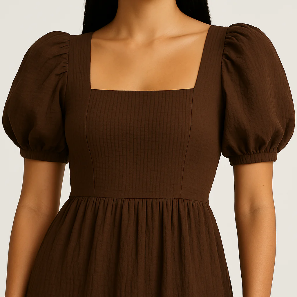 Puff Sleeve Structured Dress - Image 4