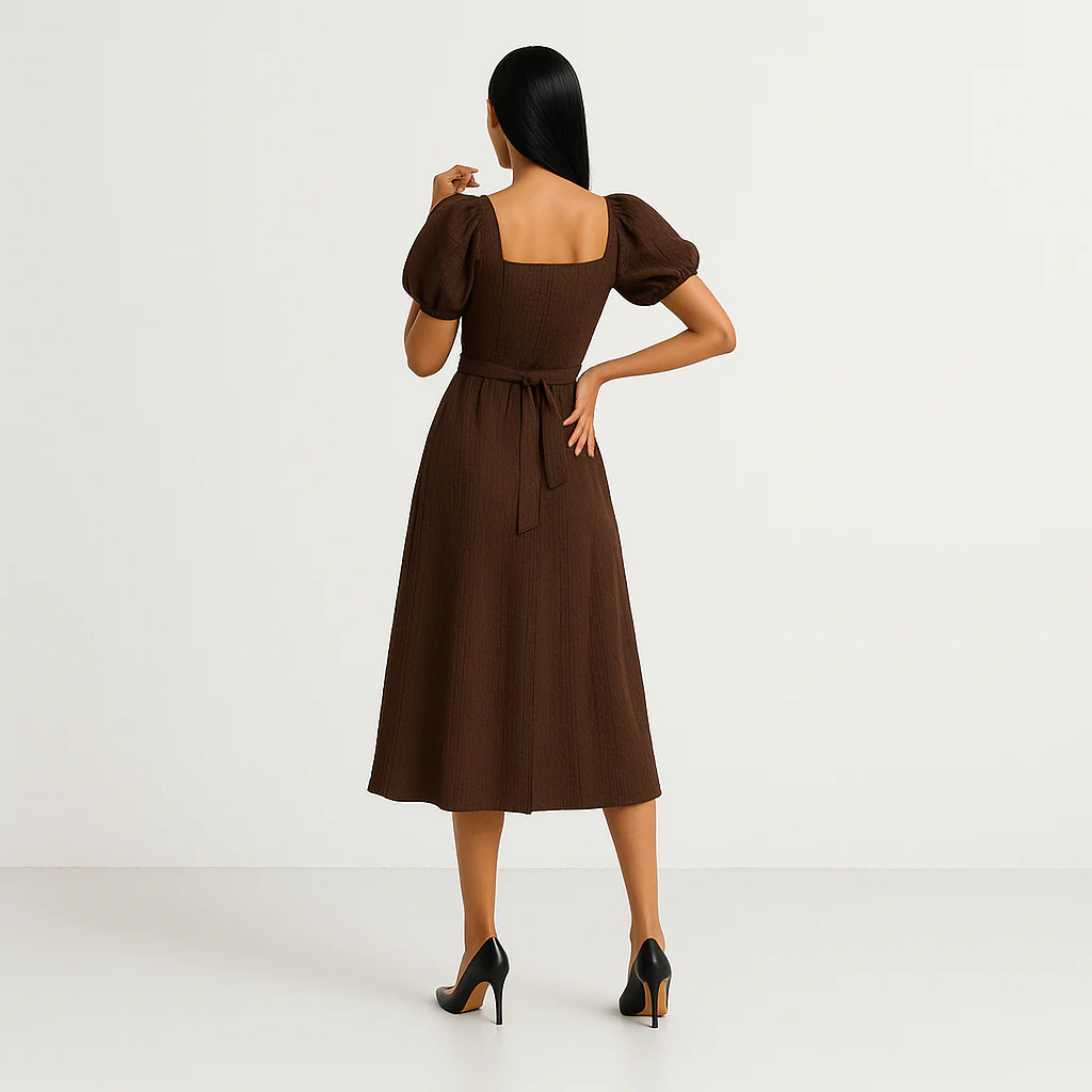 Puff Sleeve Structured Dress - Image 5