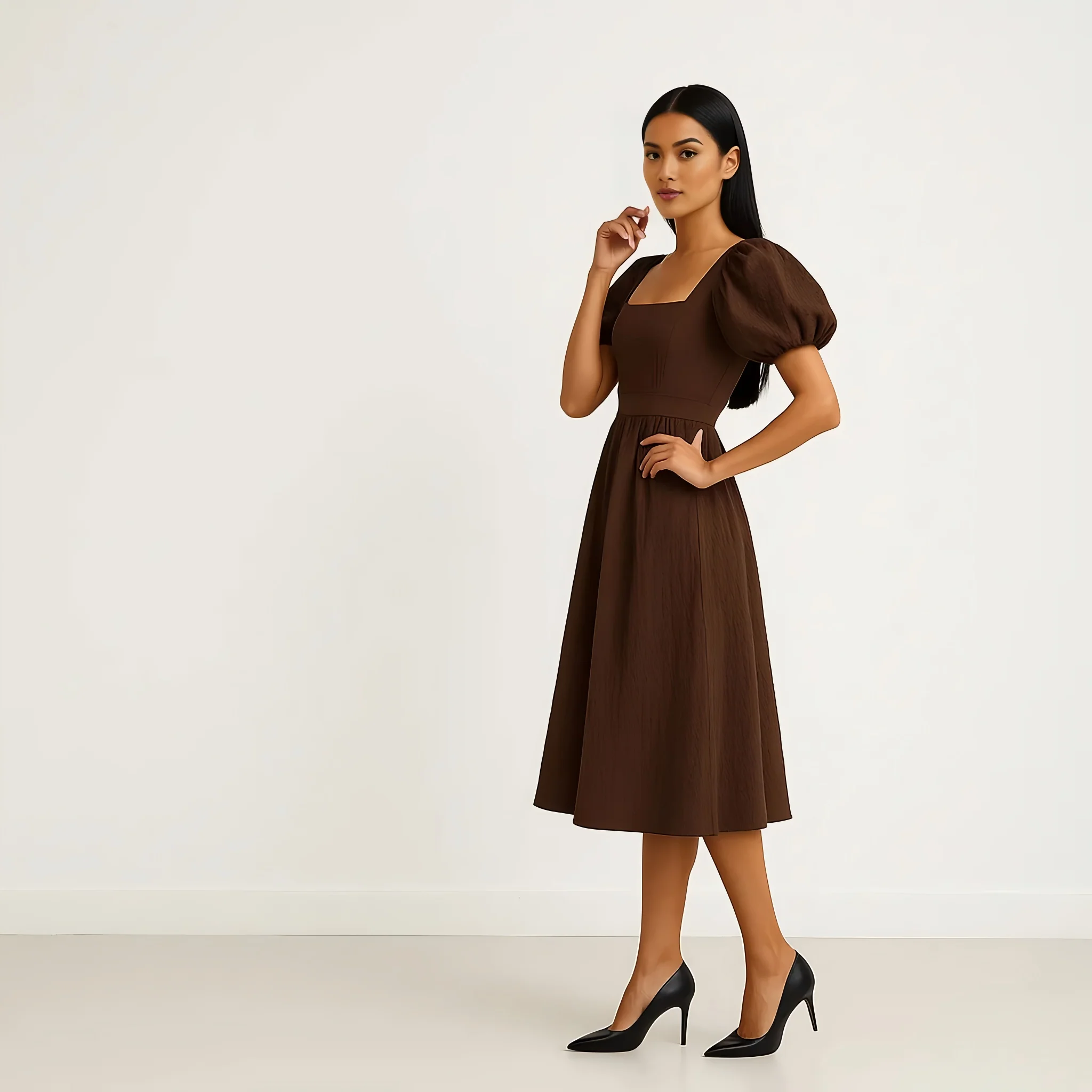 Puff Sleeve Structured Dress - Image 6
