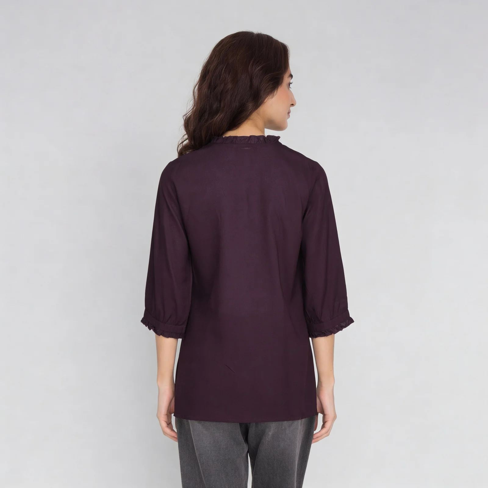 Embroidered Band Neck Top - Image 3
