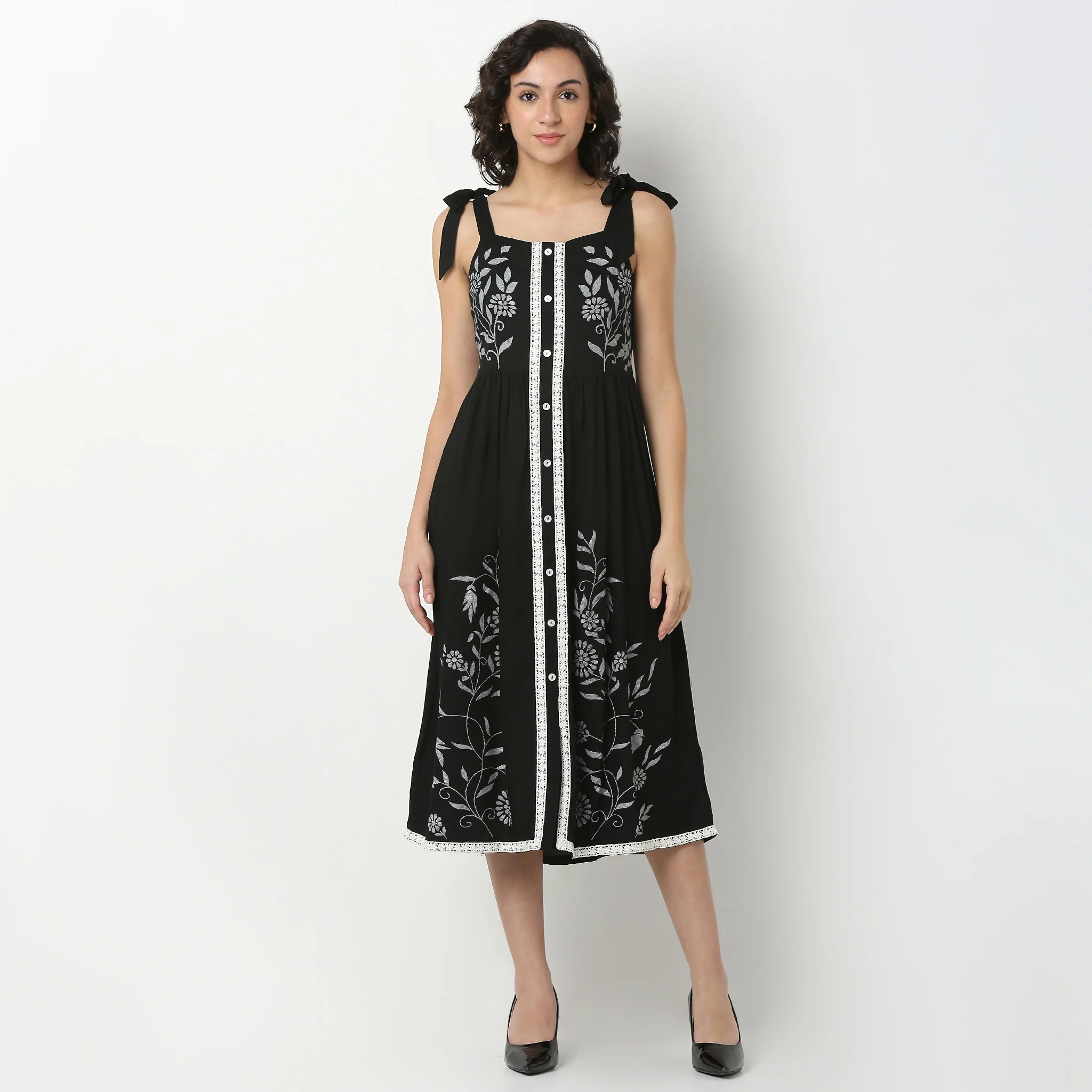 Printed Strap Tie-Up Dress - Image 2