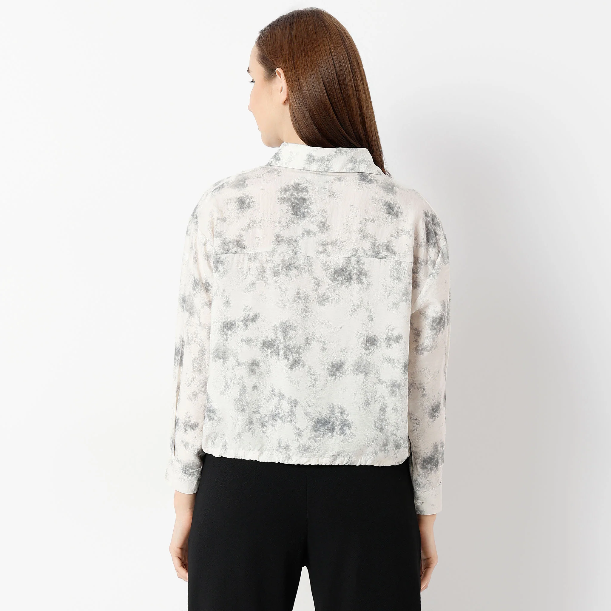 Shirt Collar Full Sleeve Printed Betty Shirt With Inner And Draw String Hemline - Image 3