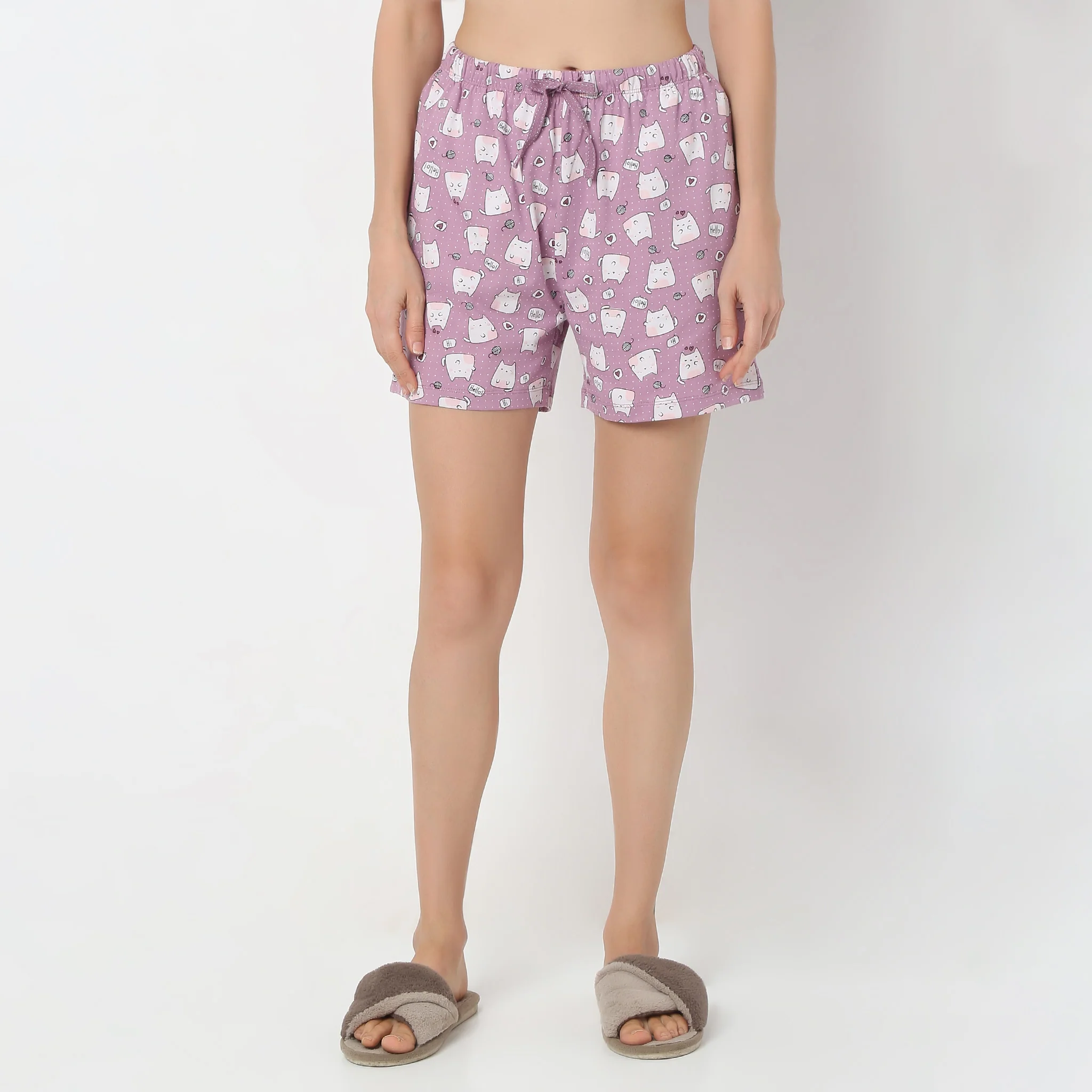 Above Knee Animal Print Lounge Shorts - Image 2