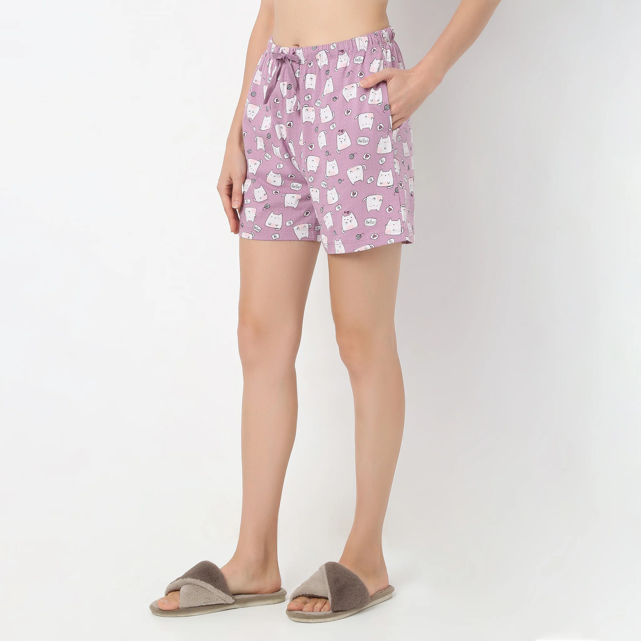 Above Knee Animal Print Lounge Shorts - Image 5