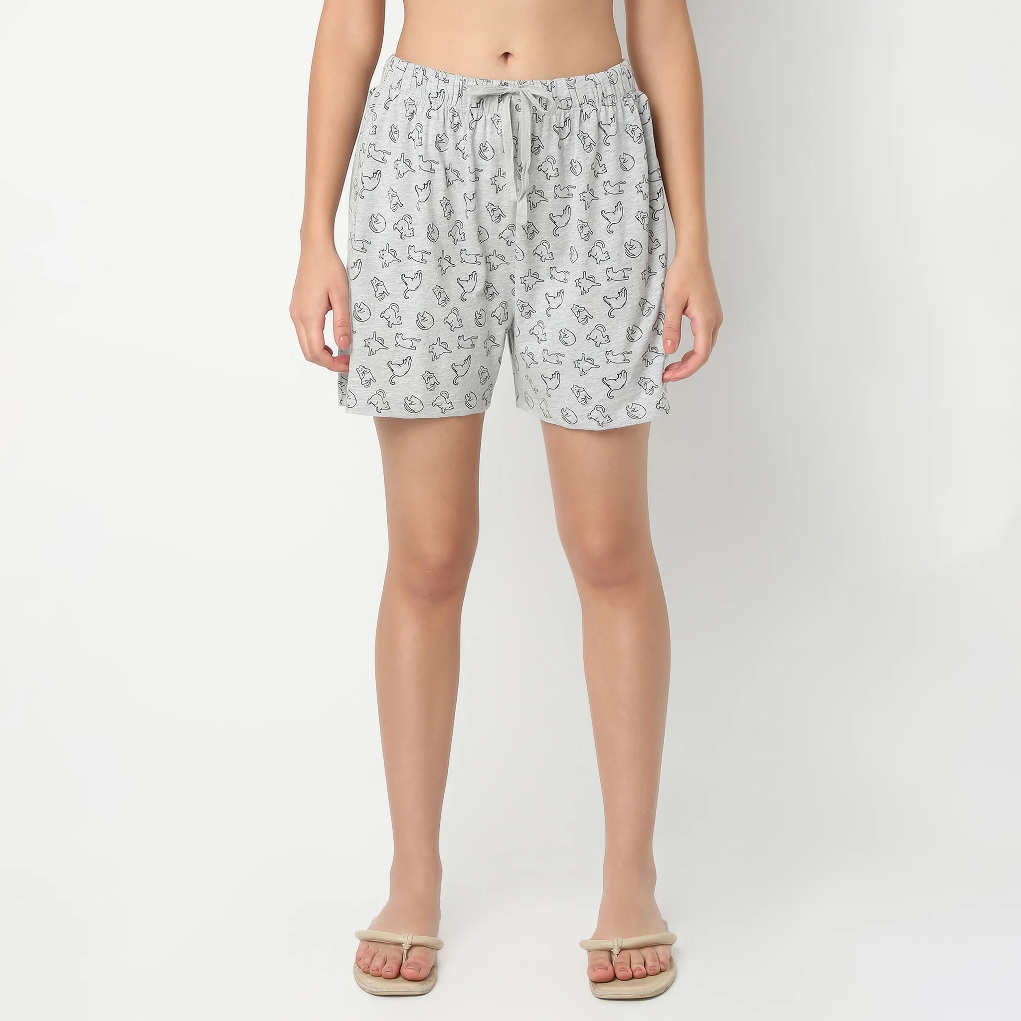 Above Knee Animal Print Lounge Shorts - Image 2