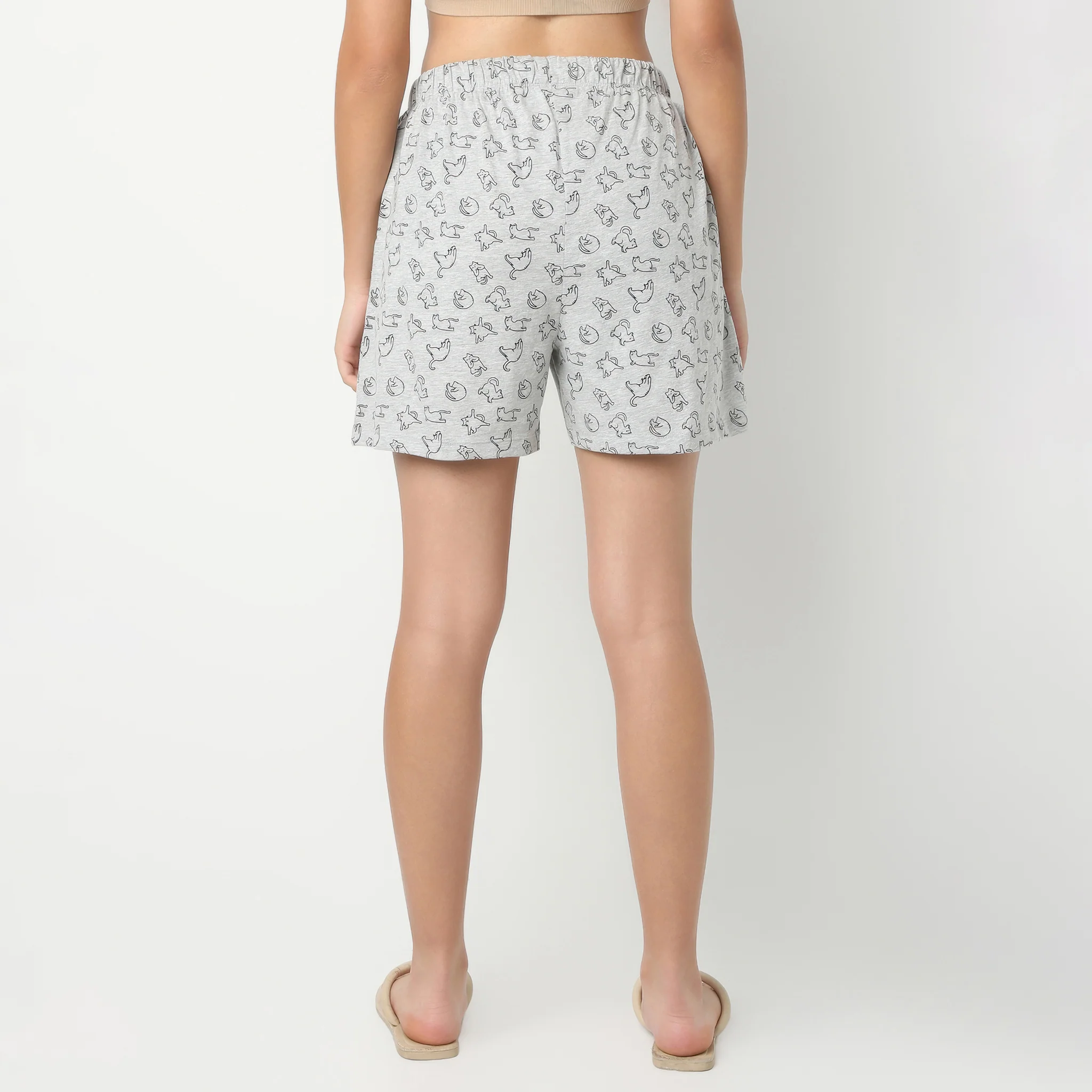 Above Knee Animal Print Lounge Shorts - Image 3