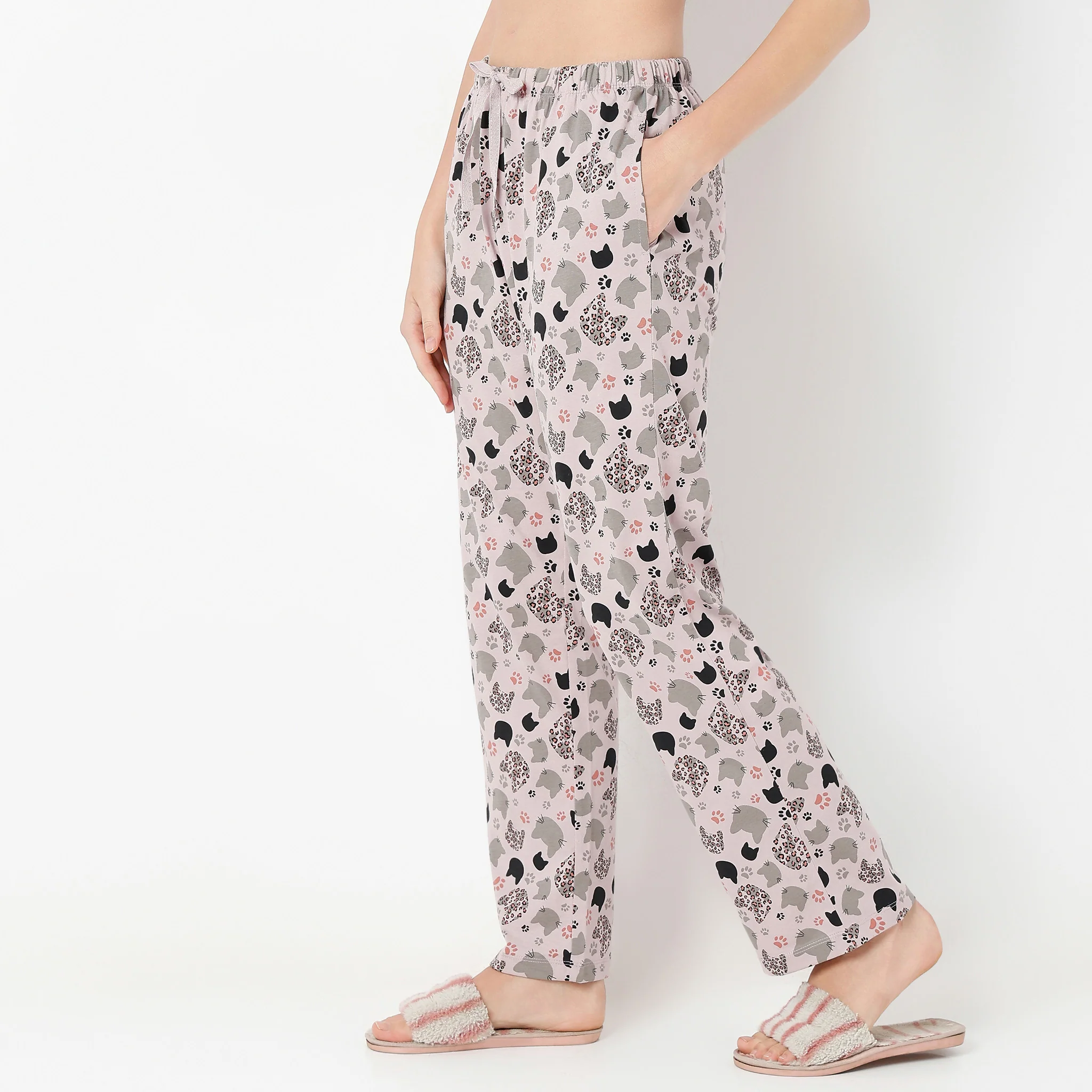 Ankle Length Straight Fit Animal Print Lounge Pyjamas - Image 5