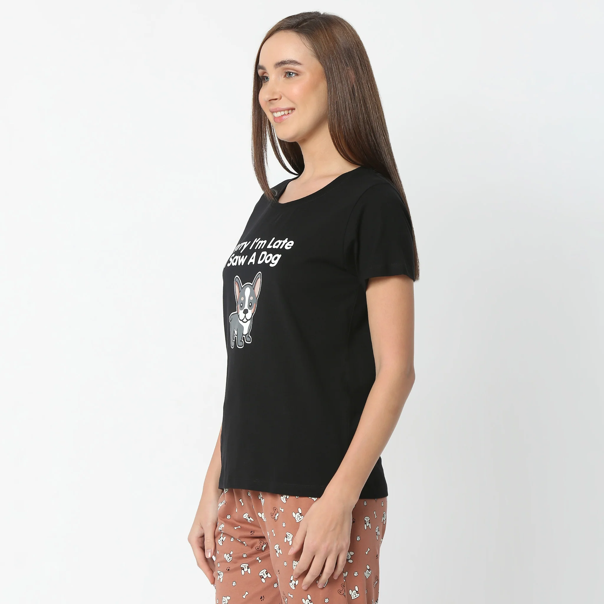 Animal Print Crew Neck Short Sleeve Lounge T-Shirt - Image 5
