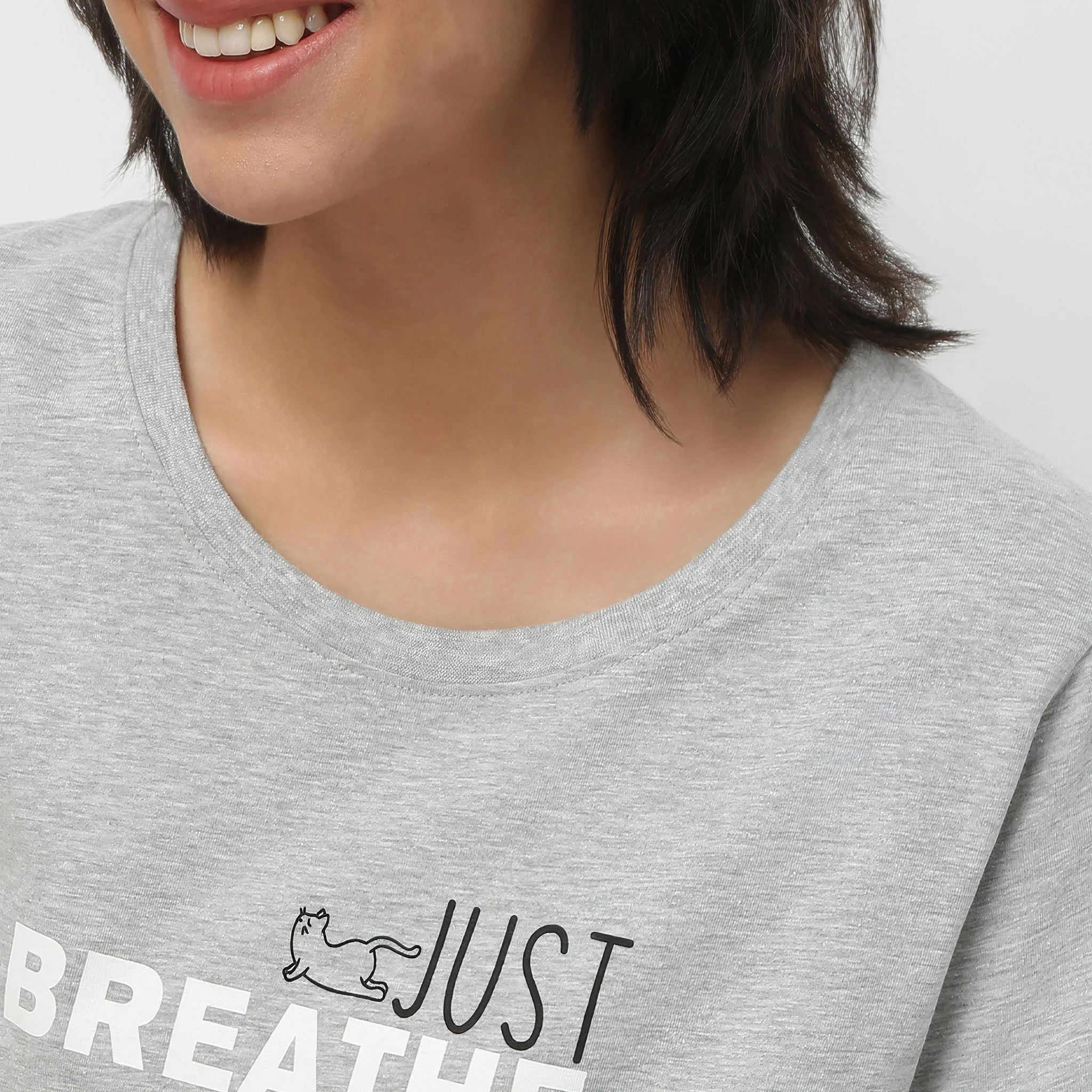 Crew Neck Short Sleeve Cotton Slogan Graphic Printed Lounge T-Shirt - Image 4