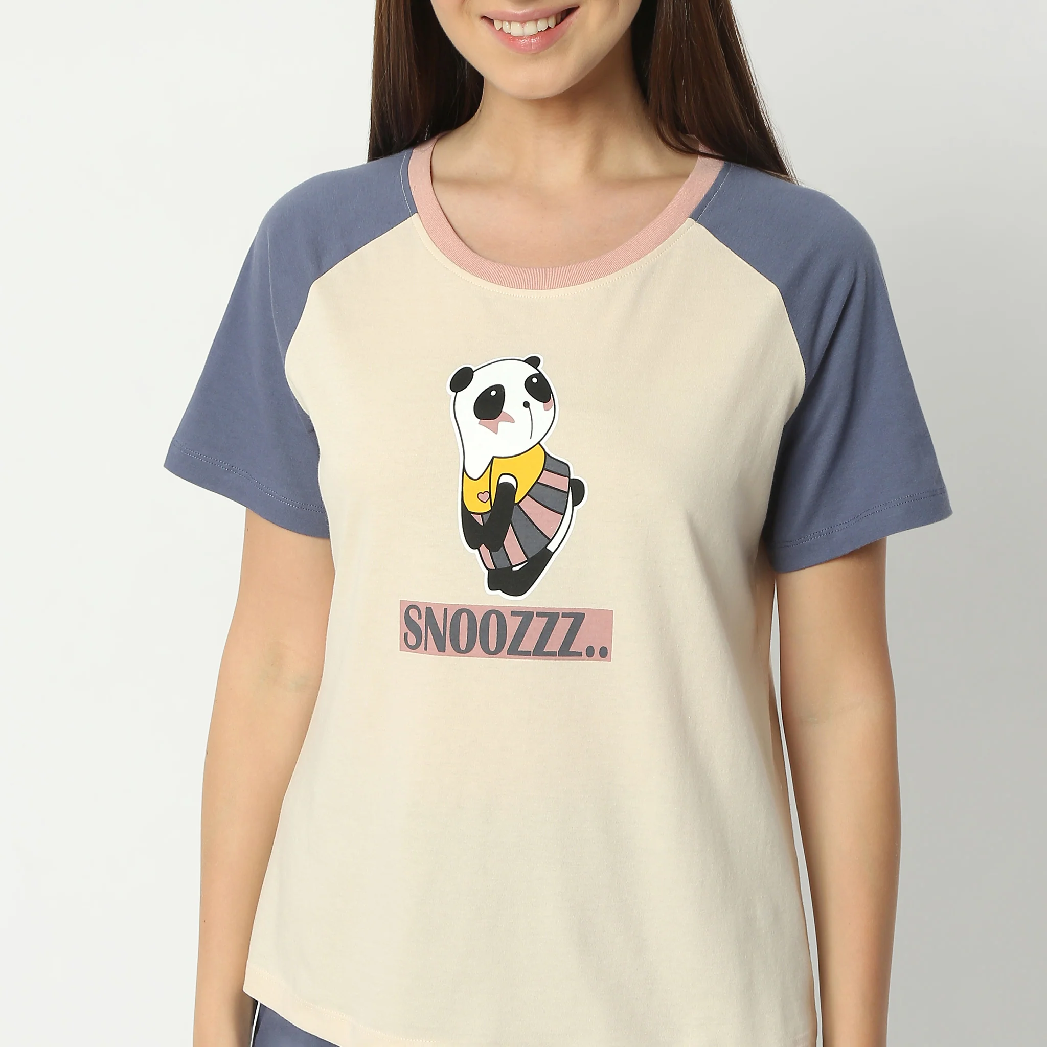 Animal Print Round Neck Short Sleeve T-Shirt With Pyjama Sleepwear Set - Image 4