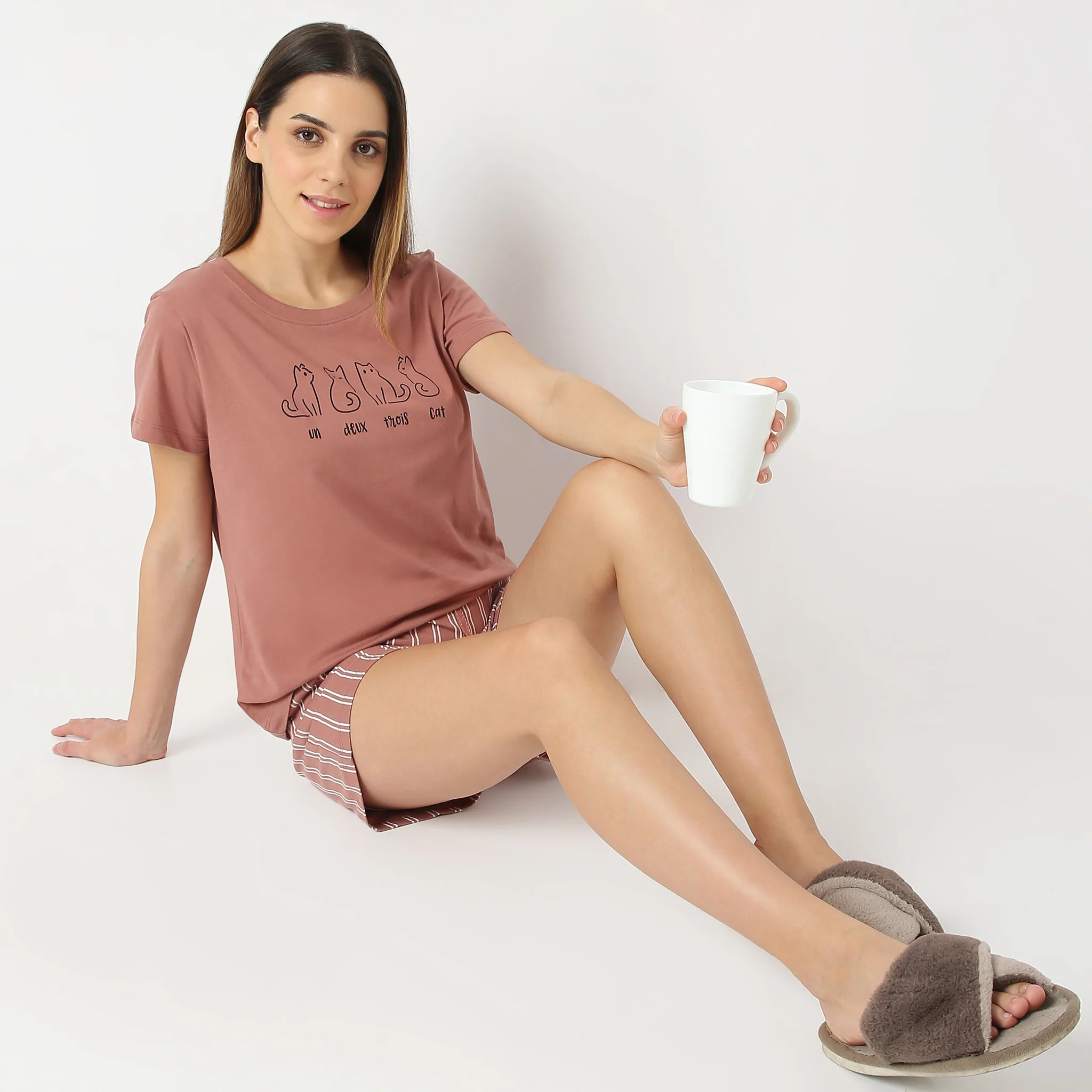 Animal Print Crew Neck Short Sleeve Lounge T-Shirt