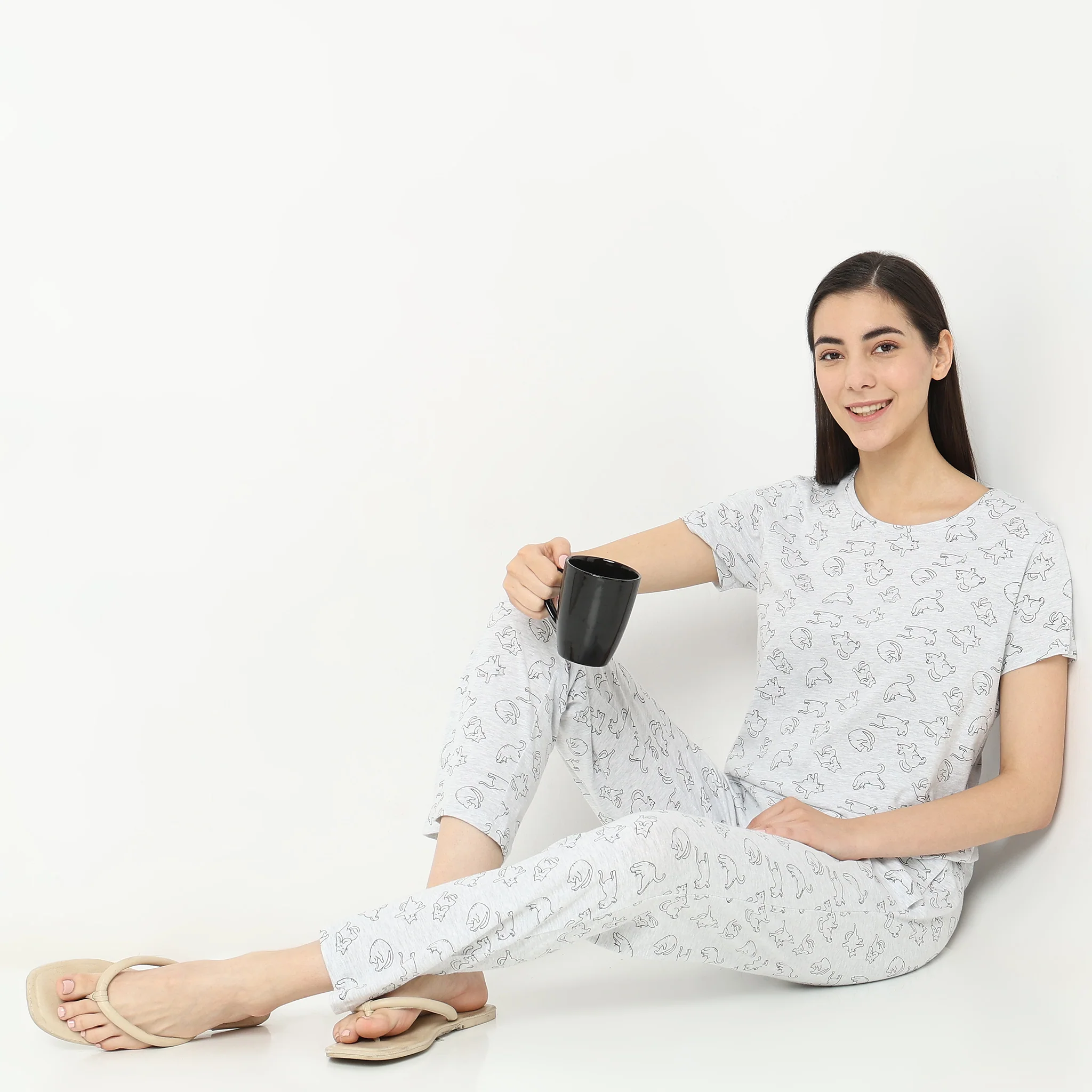 Knitted Animal Print Lounge Top