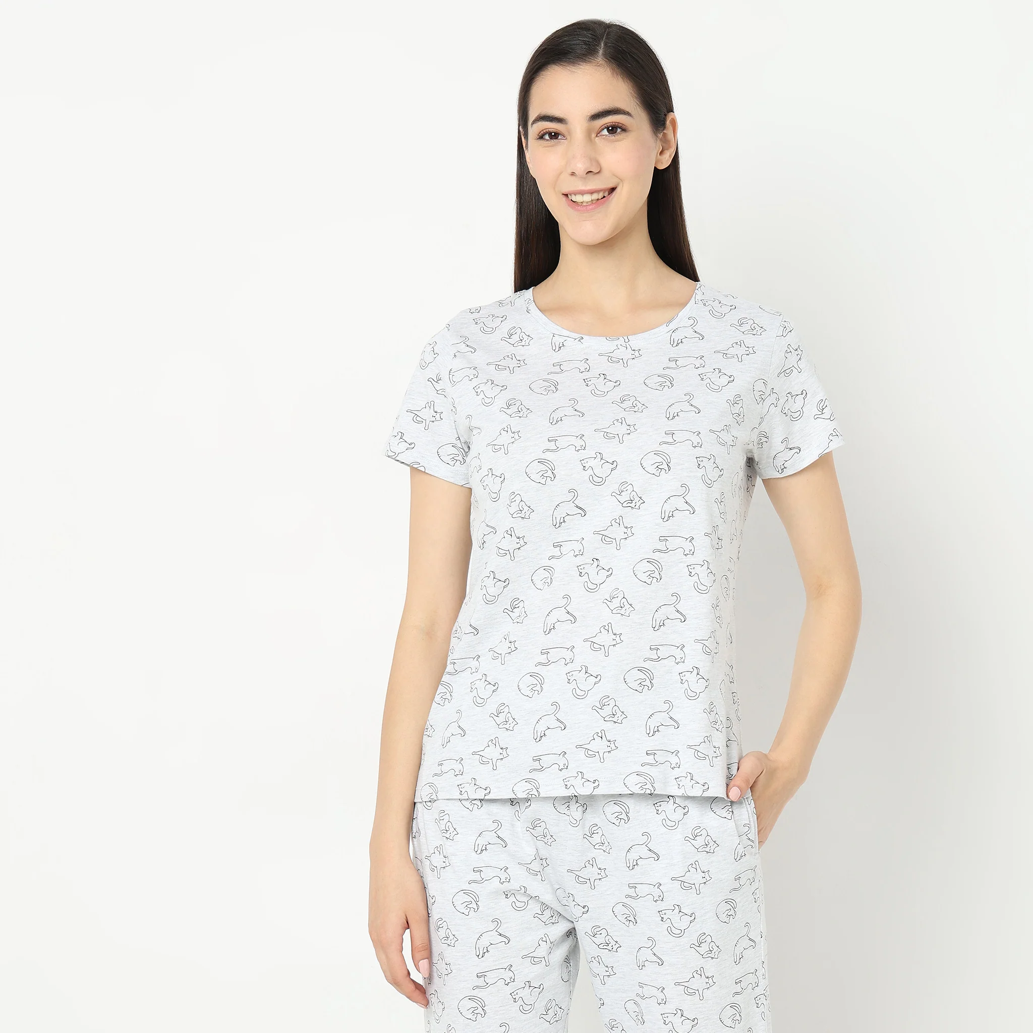 Knitted Animal Print Lounge Top - Image 2
