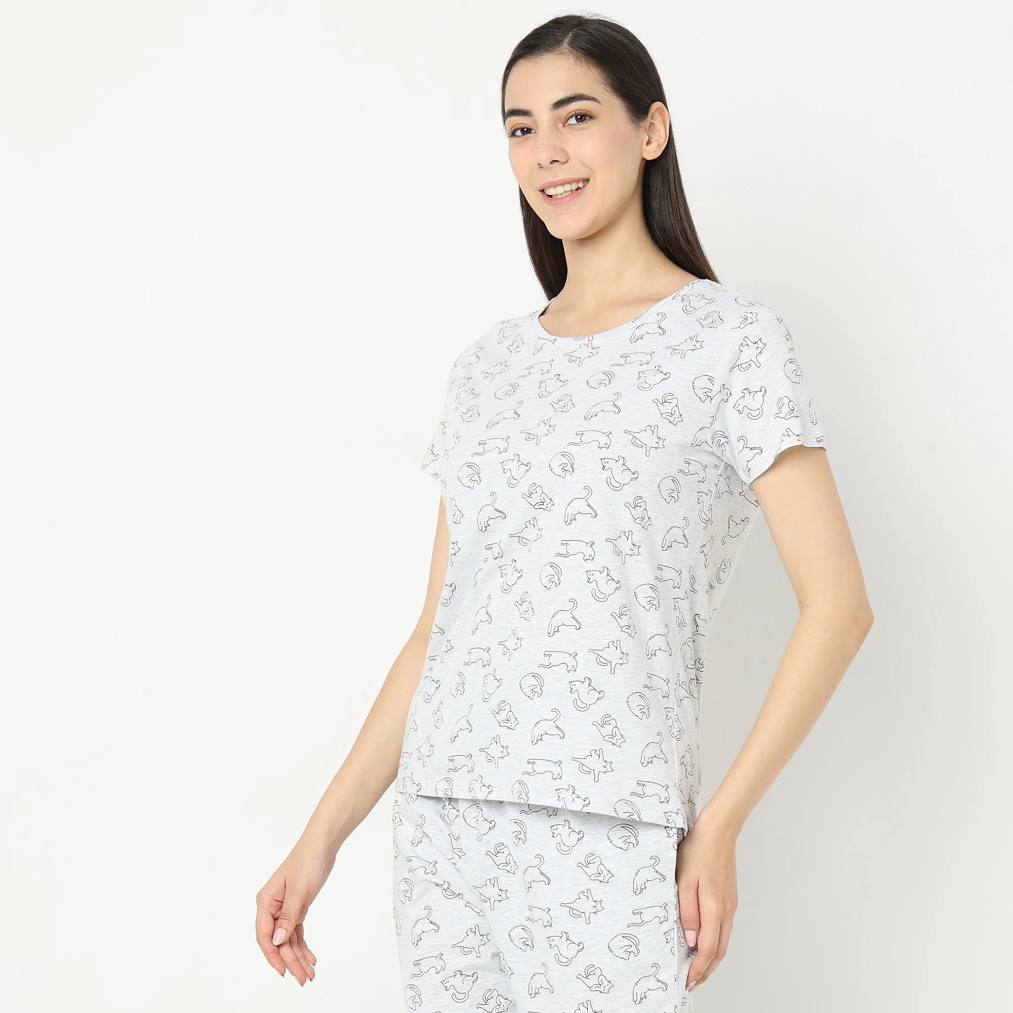 Knitted Animal Print Lounge Top - Image 4