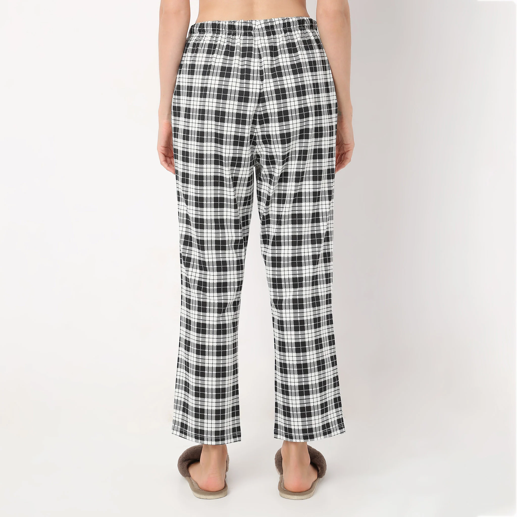 Ankle Length Straight Fit Checkered Lounge Pyjamas - Image 3