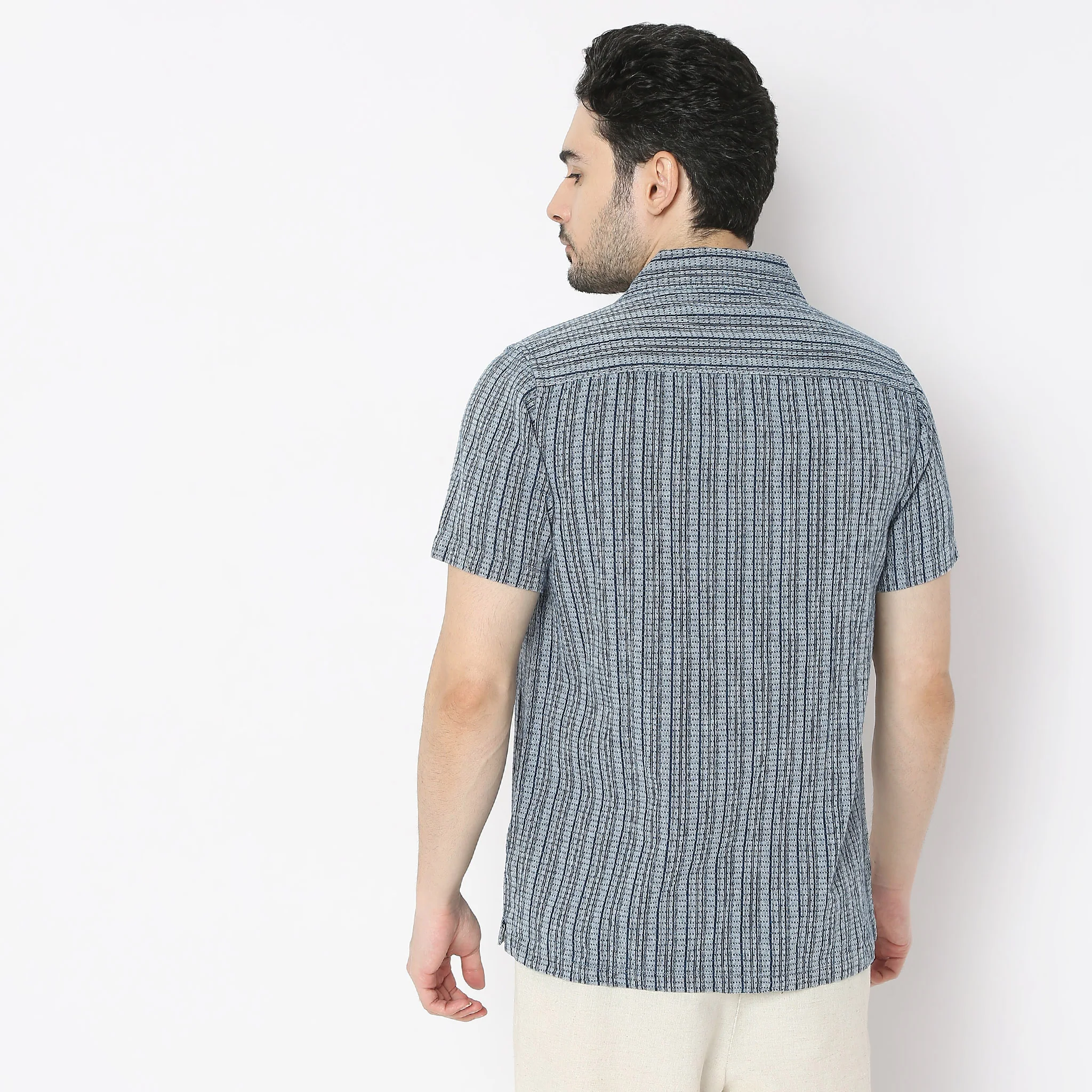 Checkered Camp Collar Cruiser Half Sleeve Shirt - Image 3
