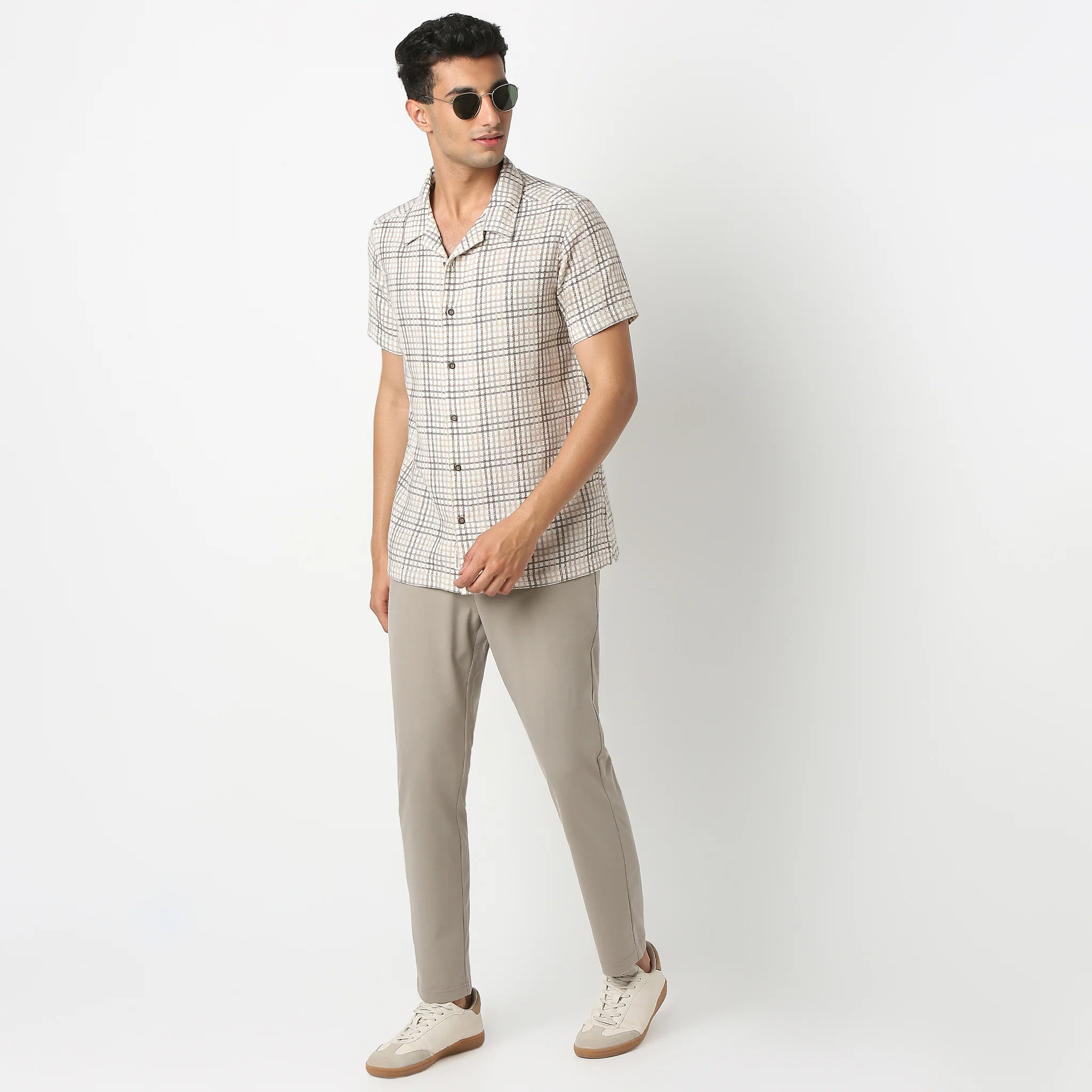 Moodᵉˣ Shirt - Camp Collar Textured Checks