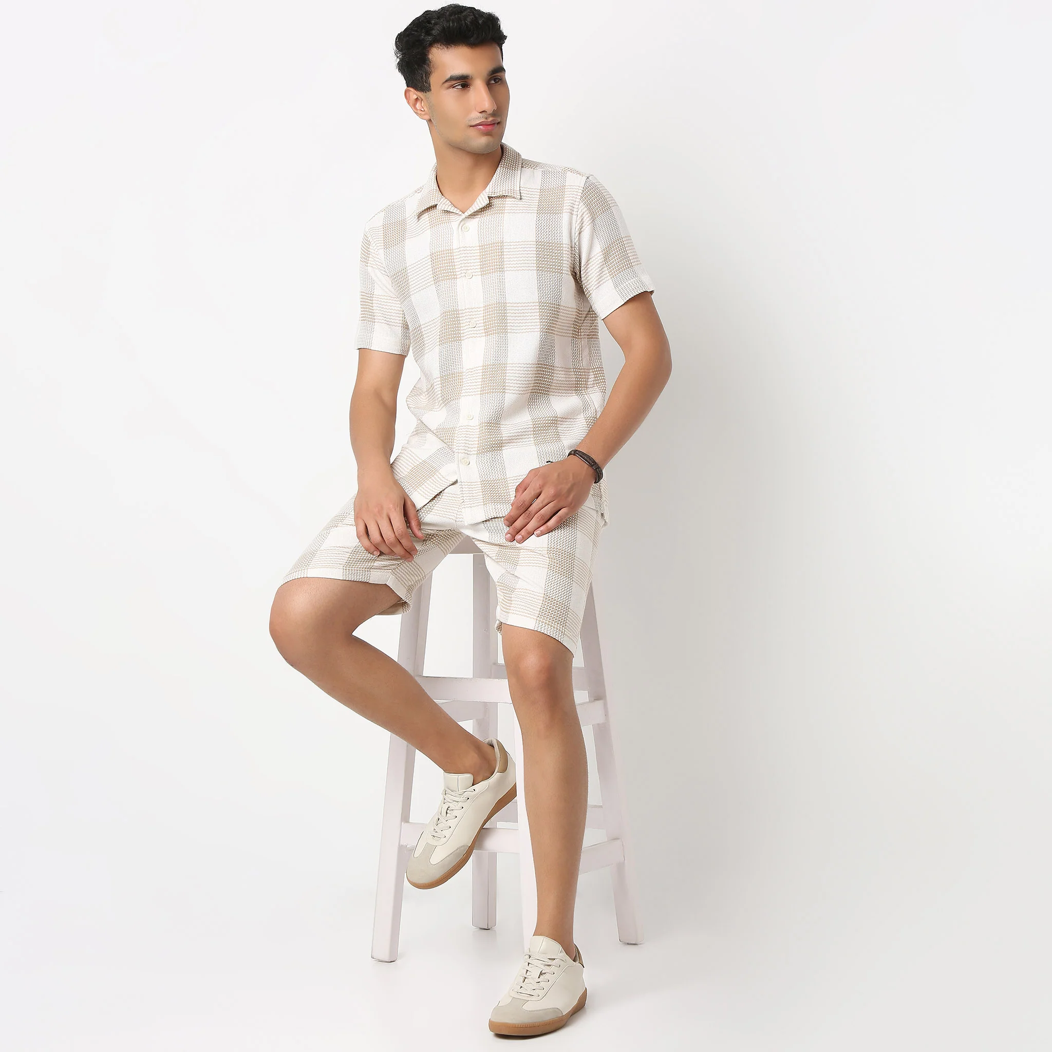Moodᵉˣ Shirt - Camp Collar Textured Checks