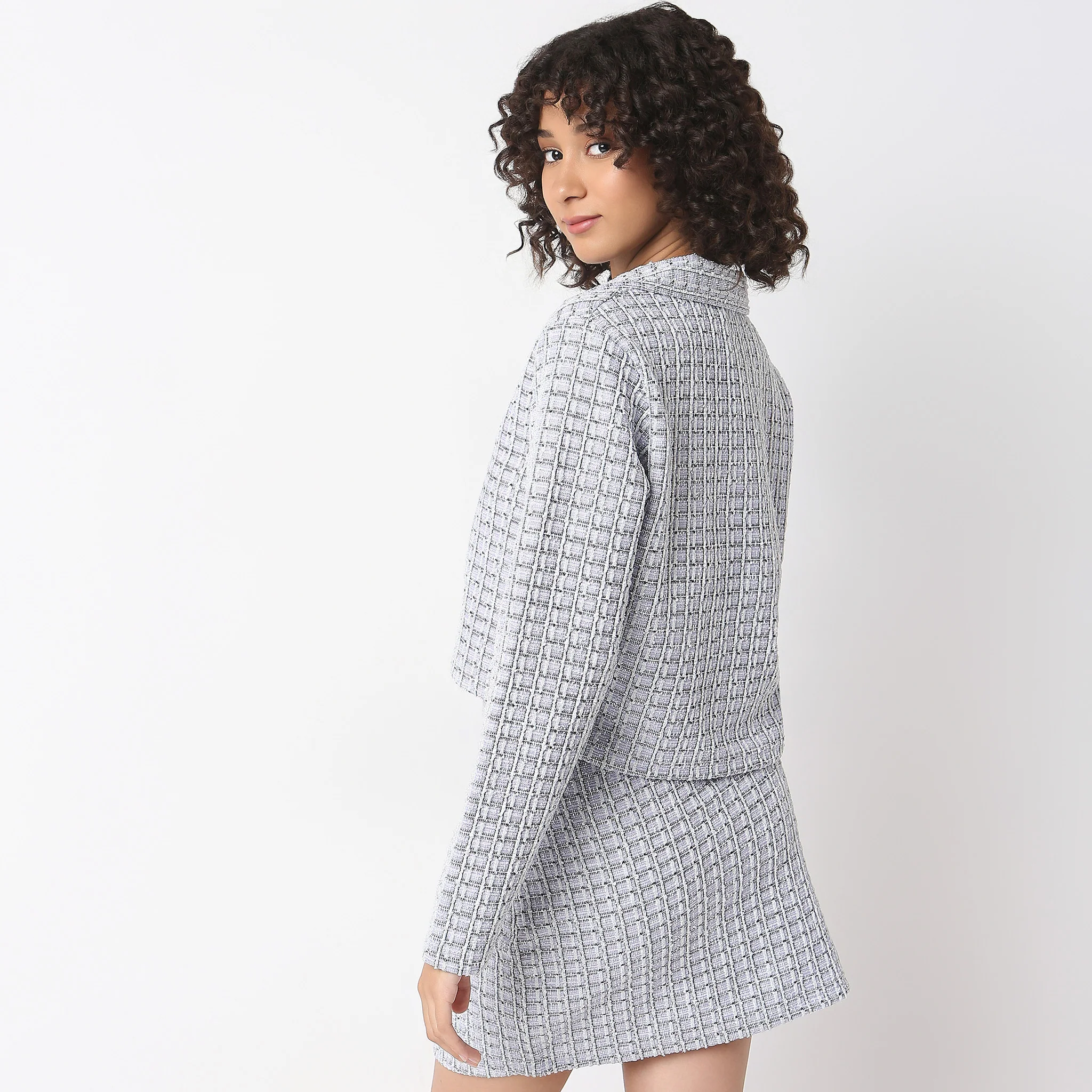 Regular Fit Checkered Crop Top - Image 3