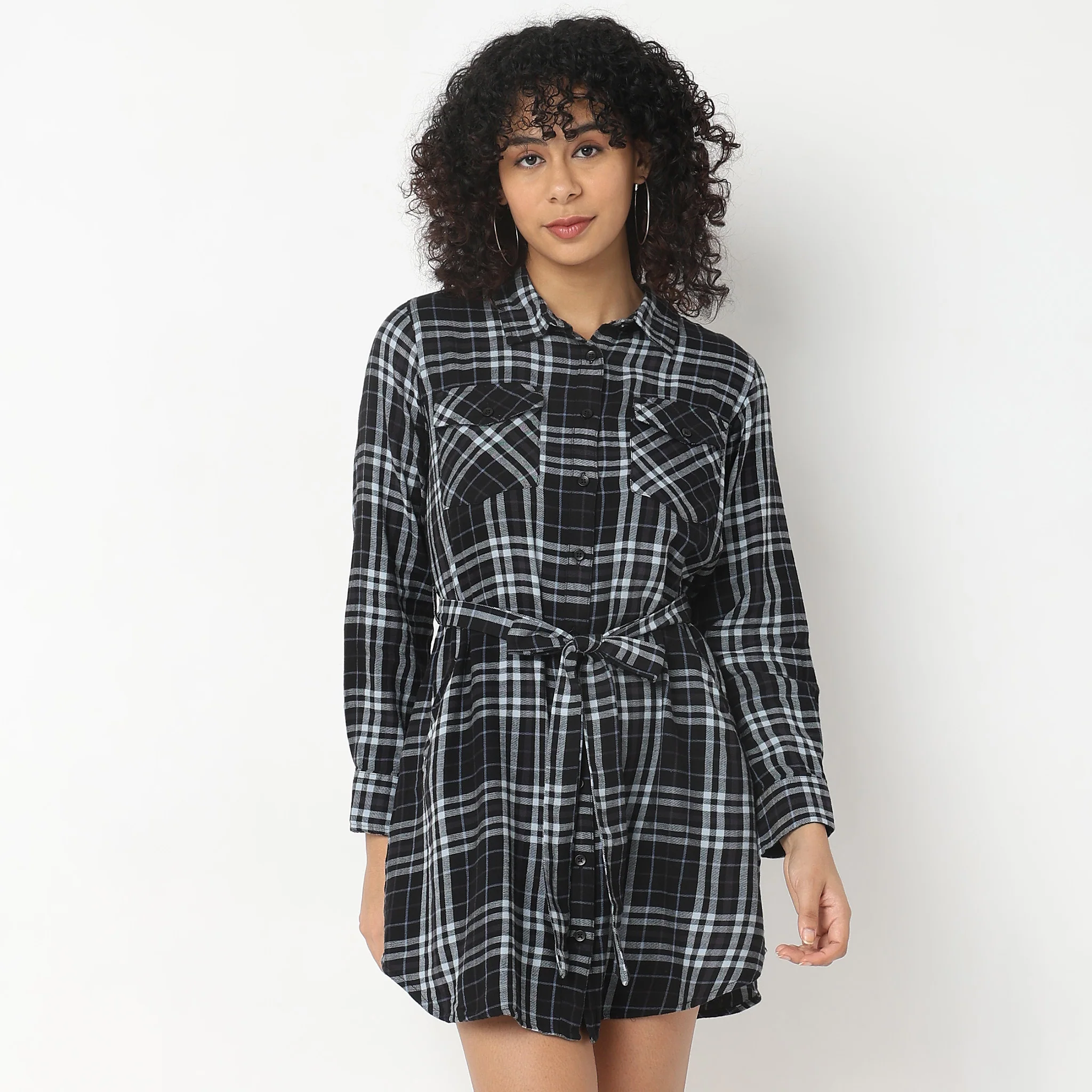 Regular Fit Checkered Dress - Image 2