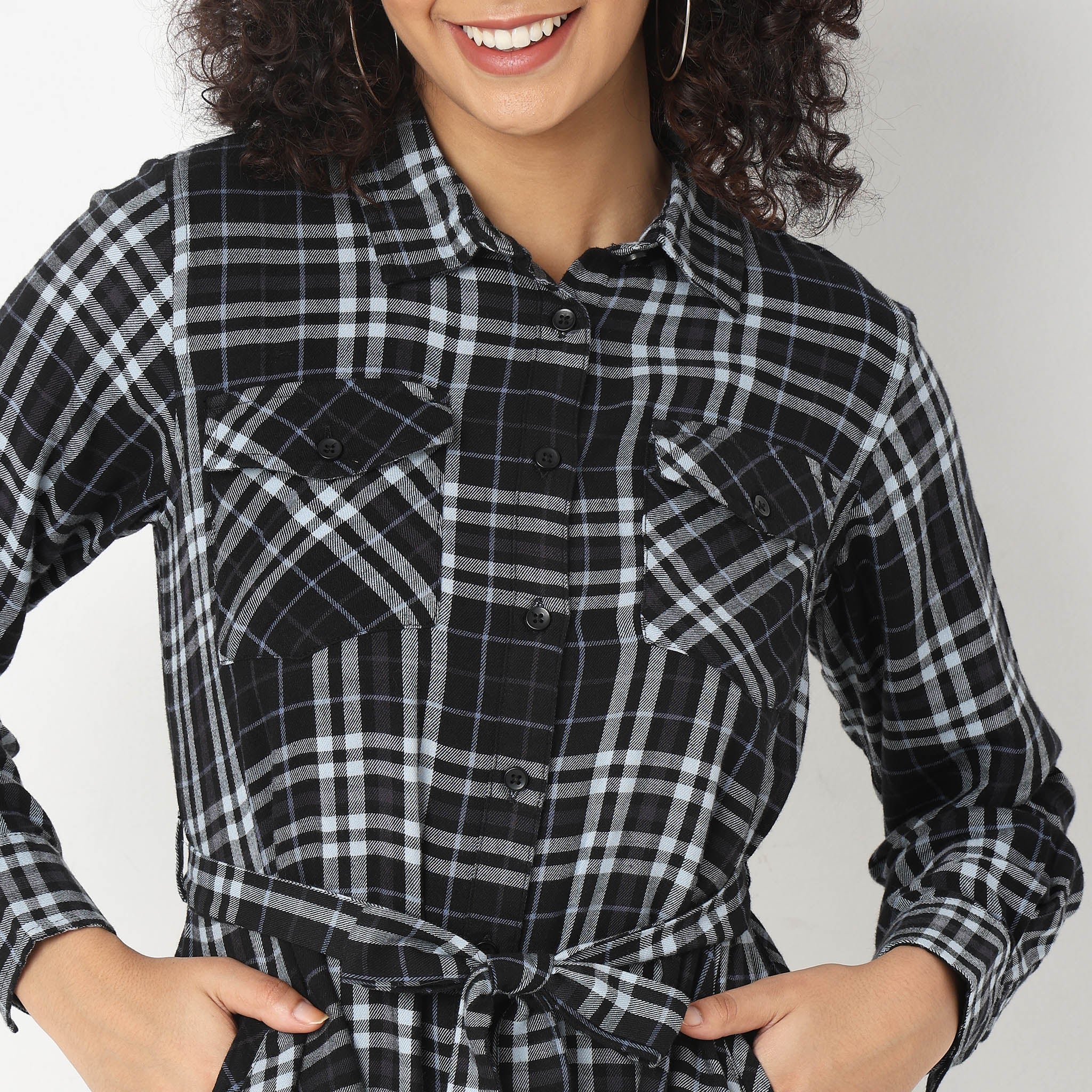 Regular Fit Checkered Dress - Image 3