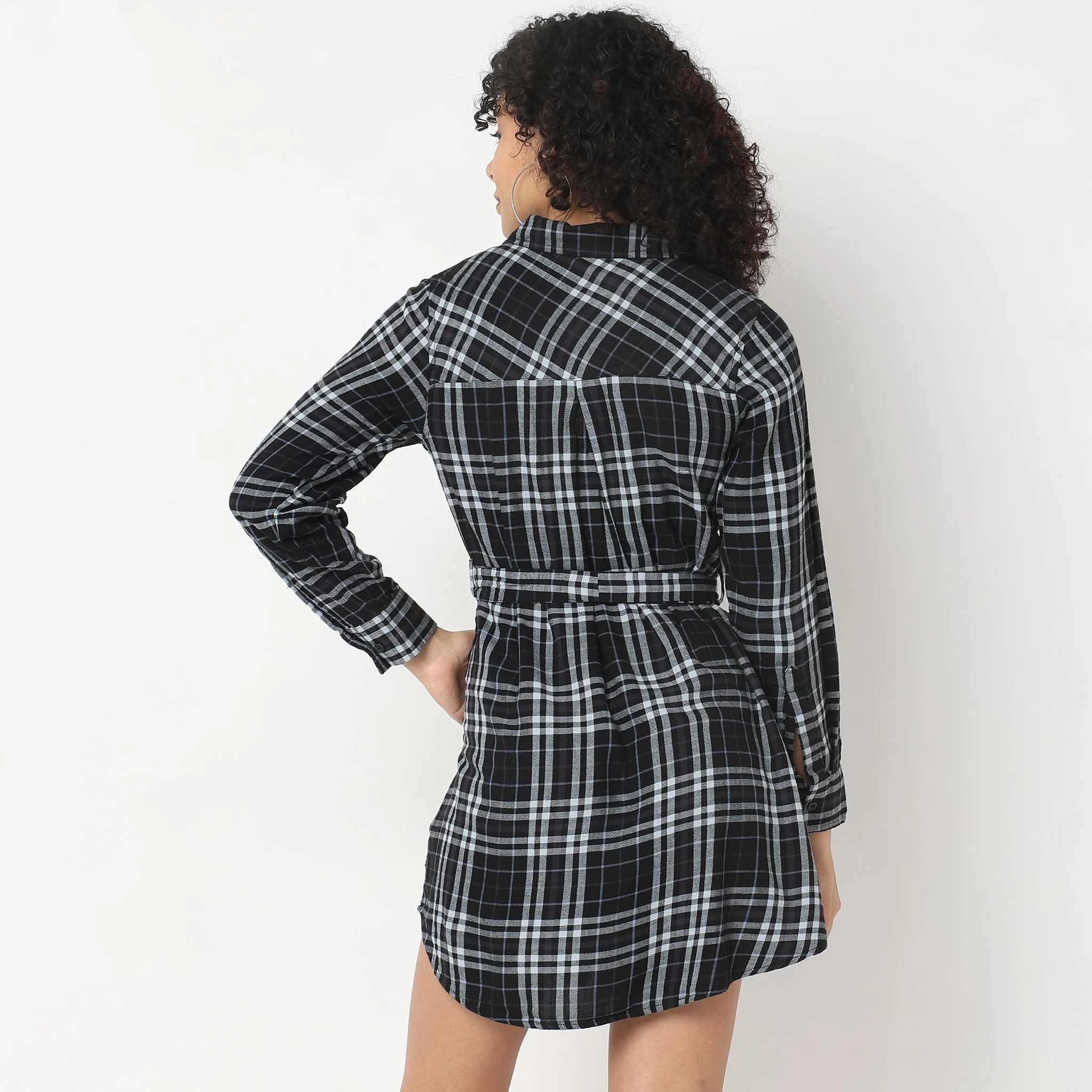 Regular Fit Checkered Dress - Image 4