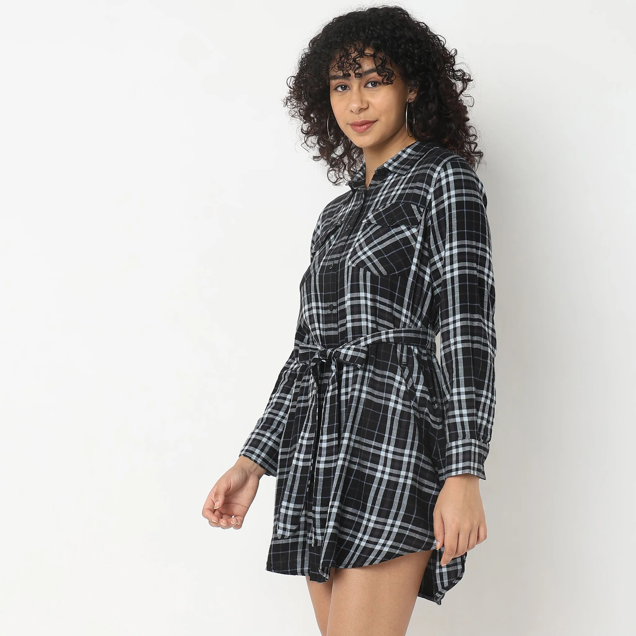 Regular Fit Checkered Dress - Image 5