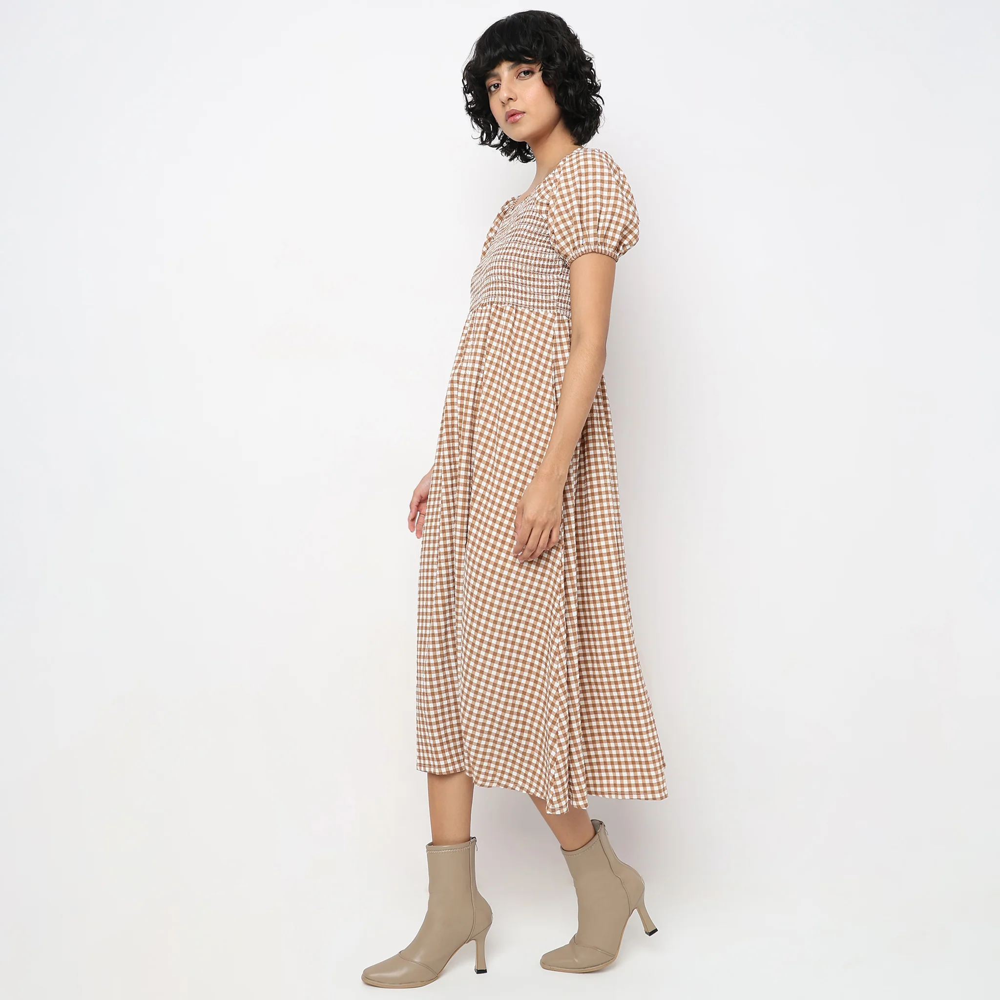 Regular Fit Checkered Dress - Image 5