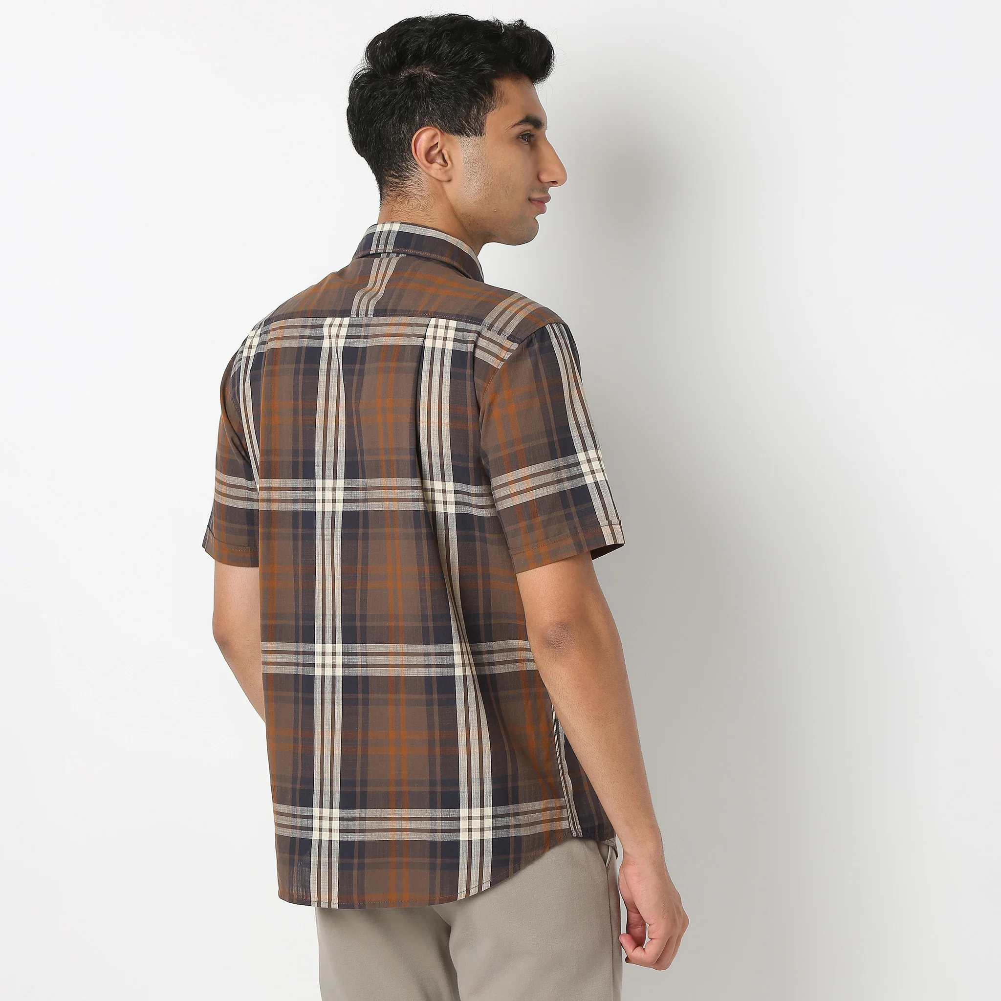 Country Slubᵉˣ - 100% Cotton Checkered Half Sleeve Shirt - Image 3