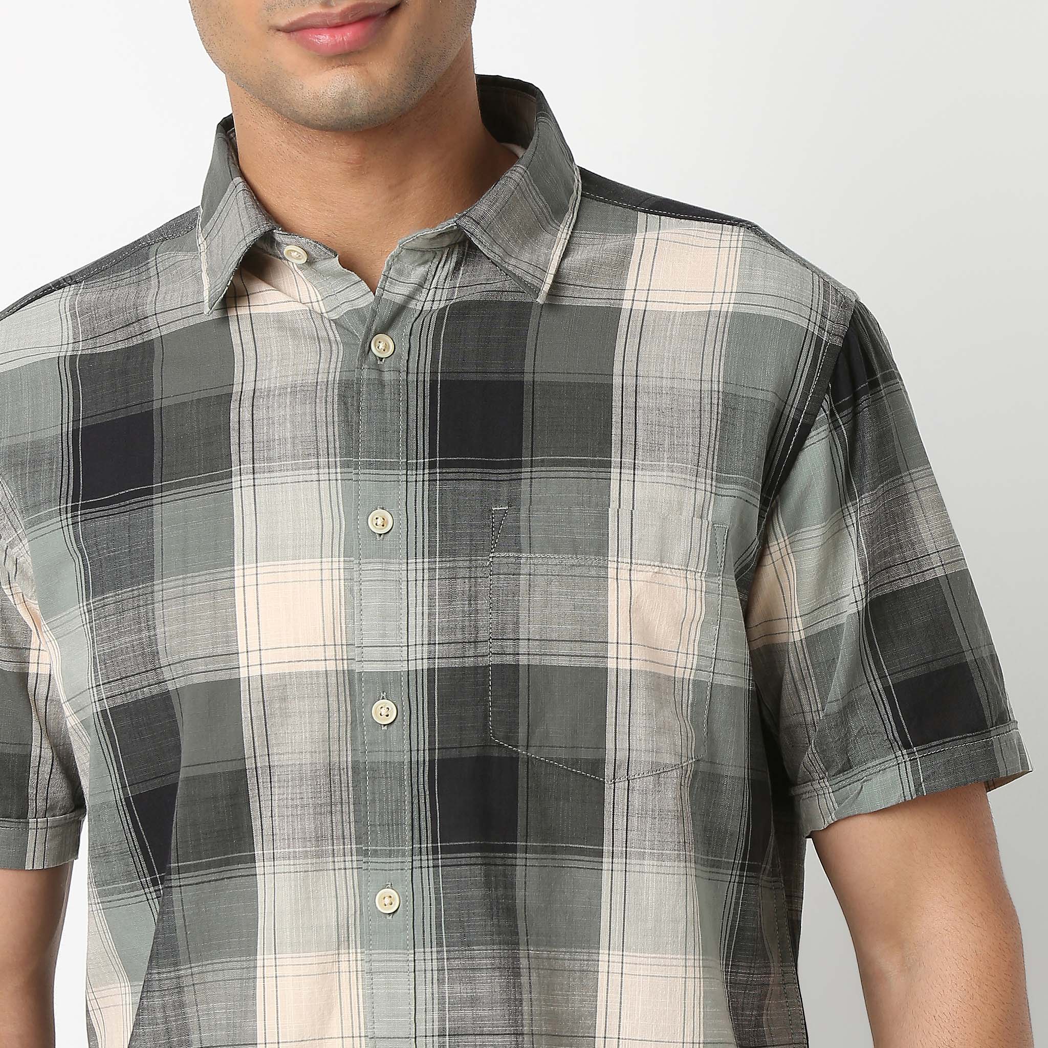 Country Slubᵉˣ - 100% Cotton Checkered Half Sleeve Shirt - Image 4