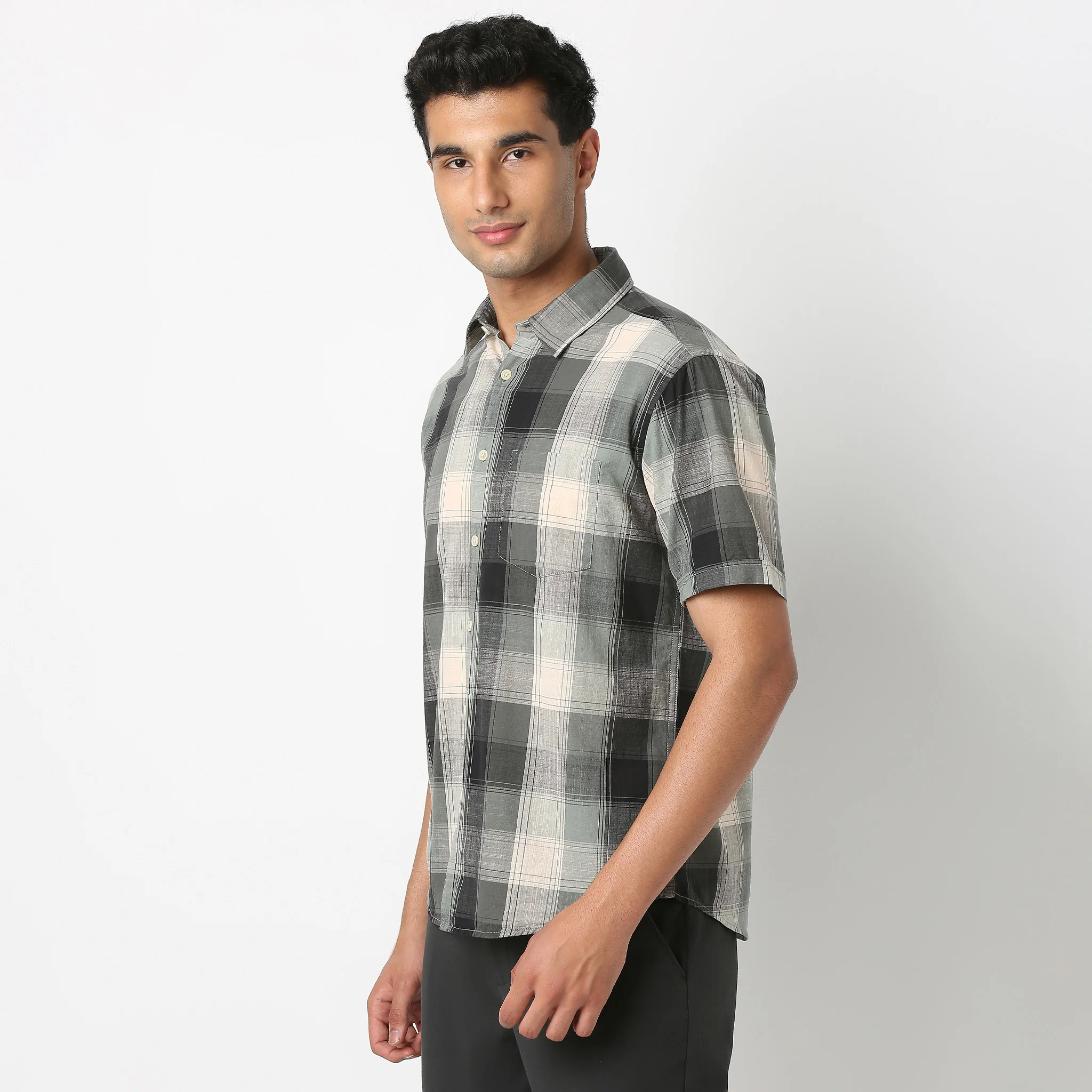 Country Slubᵉˣ - 100% Cotton Checkered Half Sleeve Shirt - Image 5