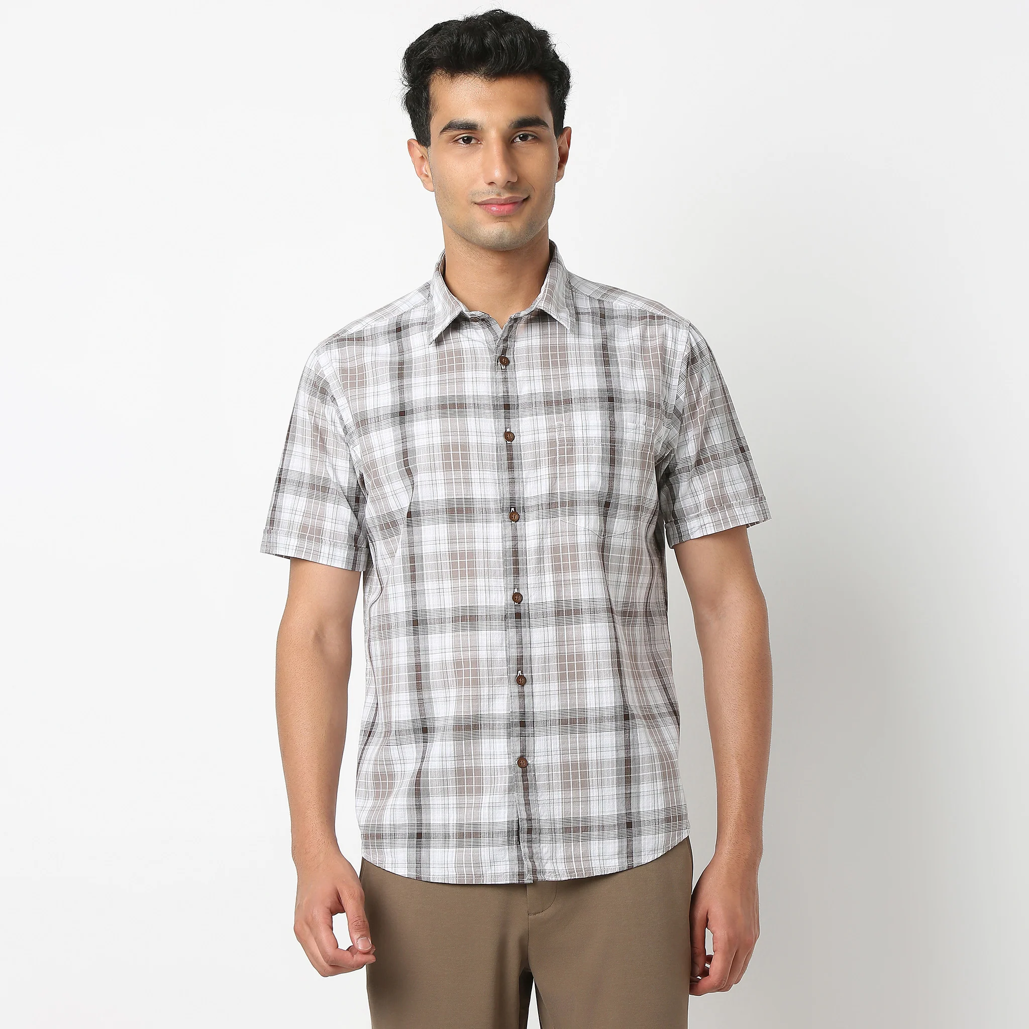 Country Slubᵉˣ - 100% Cotton Checkered Half Sleeve Shirt - Image 2
