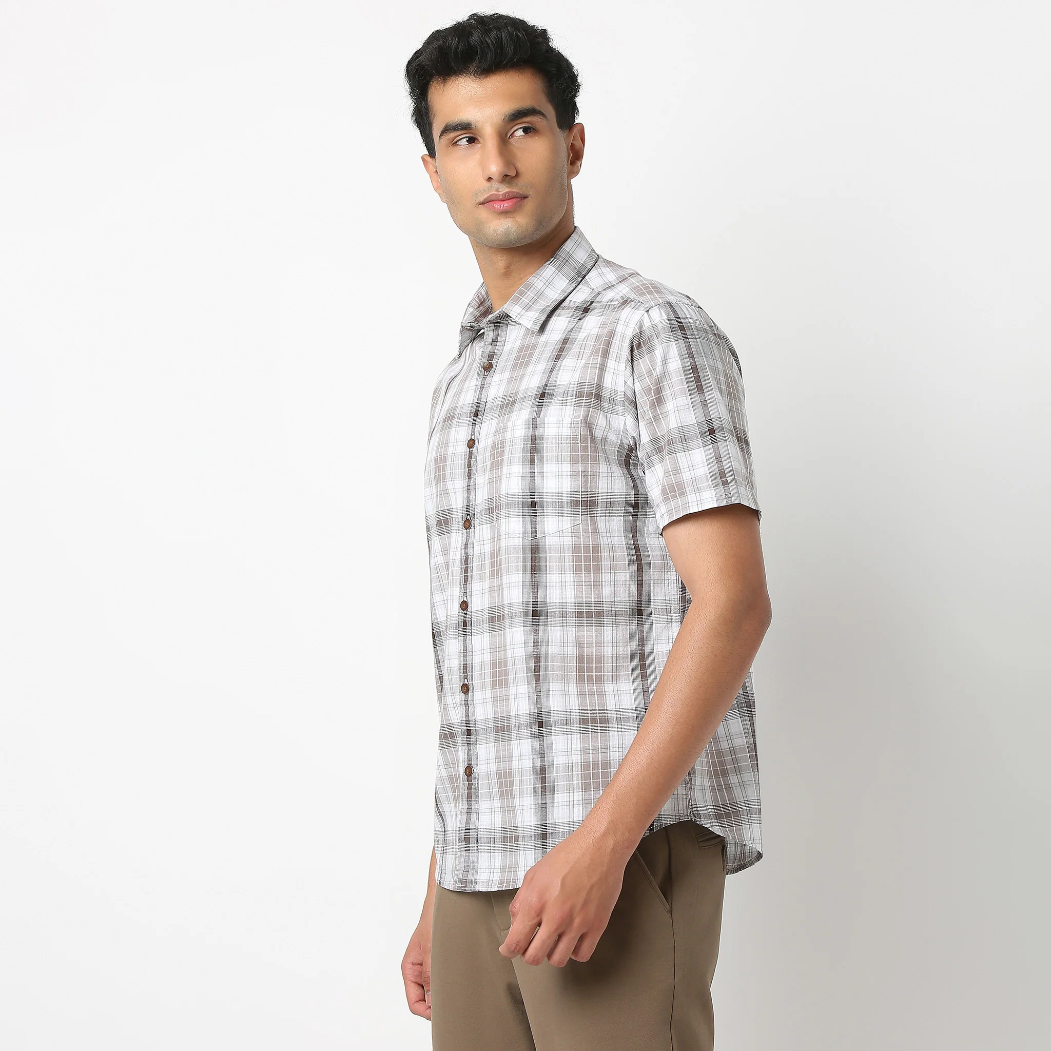 Country Slubᵉˣ - 100% Cotton Checkered Half Sleeve Shirt - Image 5