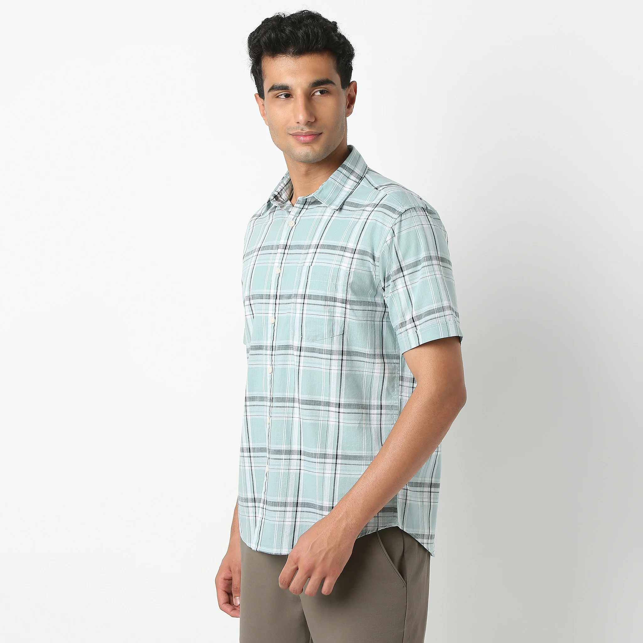 Country Slubᵉˣ - 100% Cotton Checkered Half Sleeve Shirt - Image 5