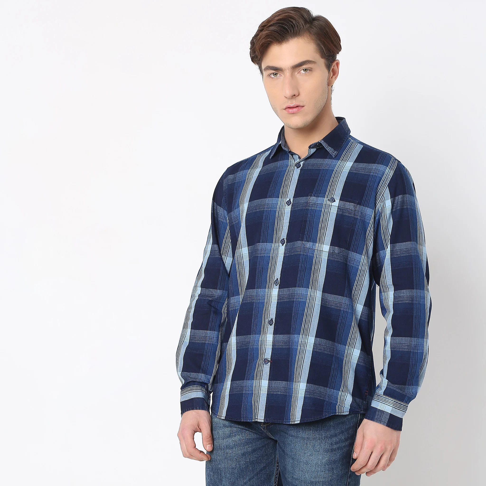 Cruiser™ Authentic Indigo Shirt Regular Fit Shirt Classic Checks Perfect Denim Companion - Image 5