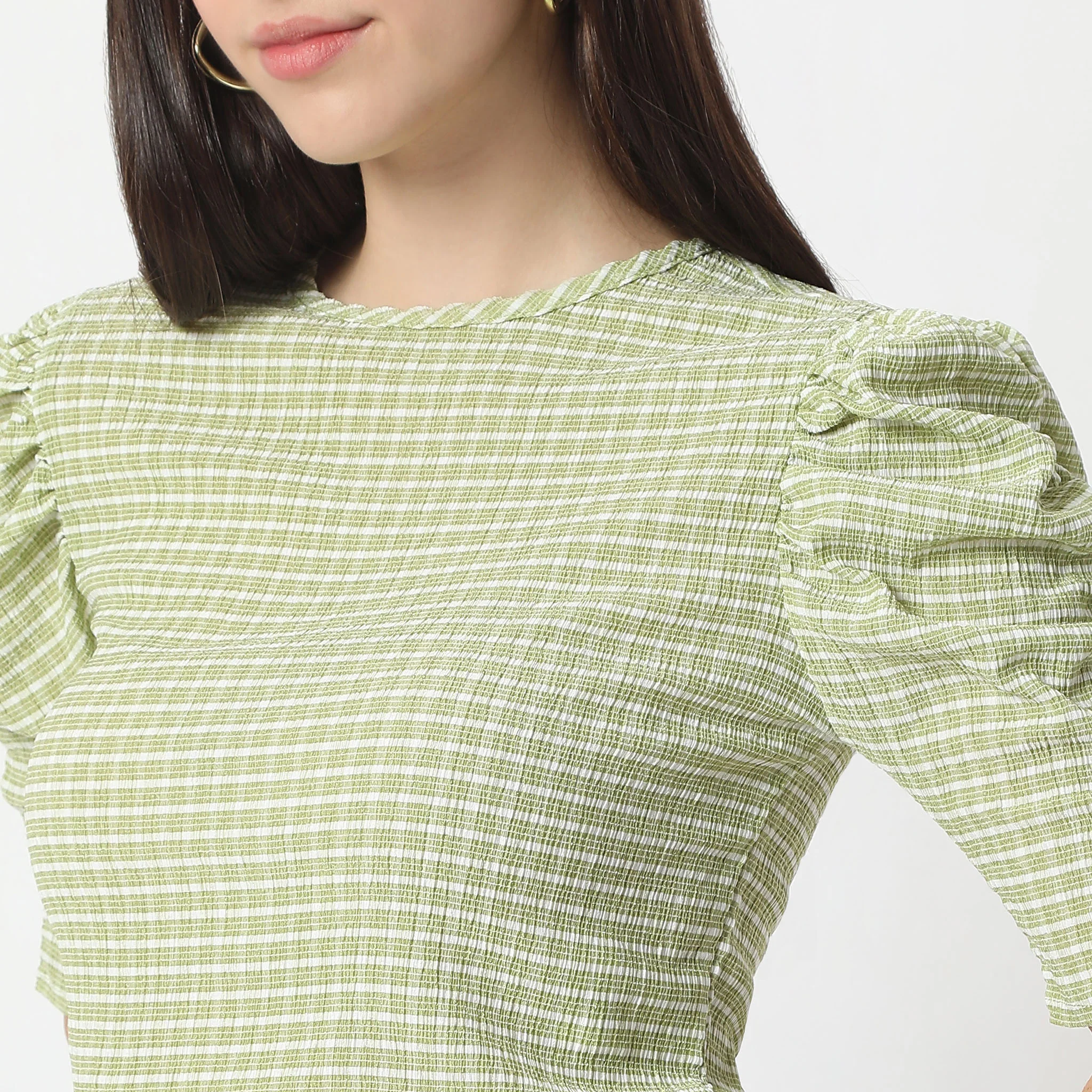 Checkered Puff Sleeve Betty Top - Image 9