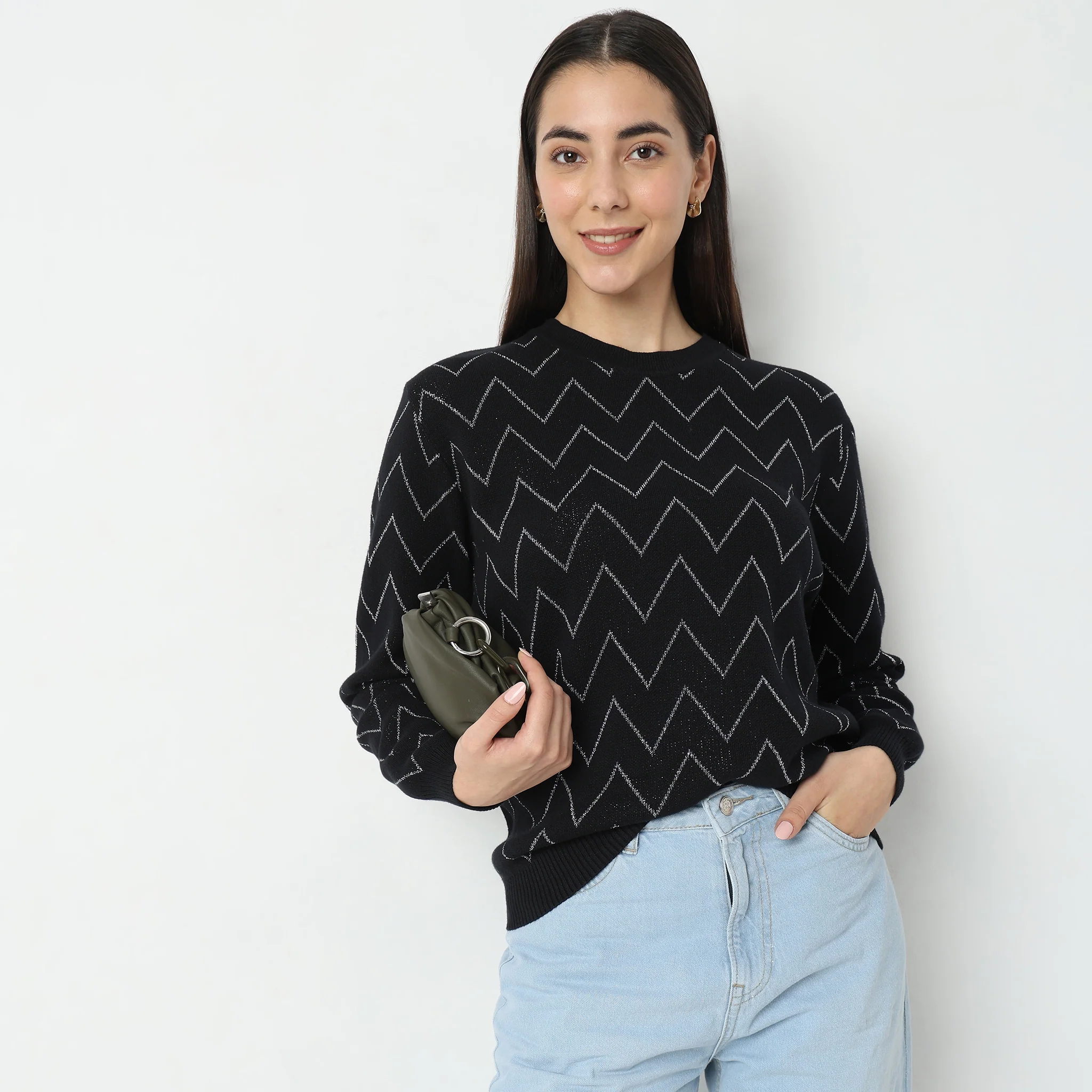 Regular Fit Chevron Sweater - Image 2