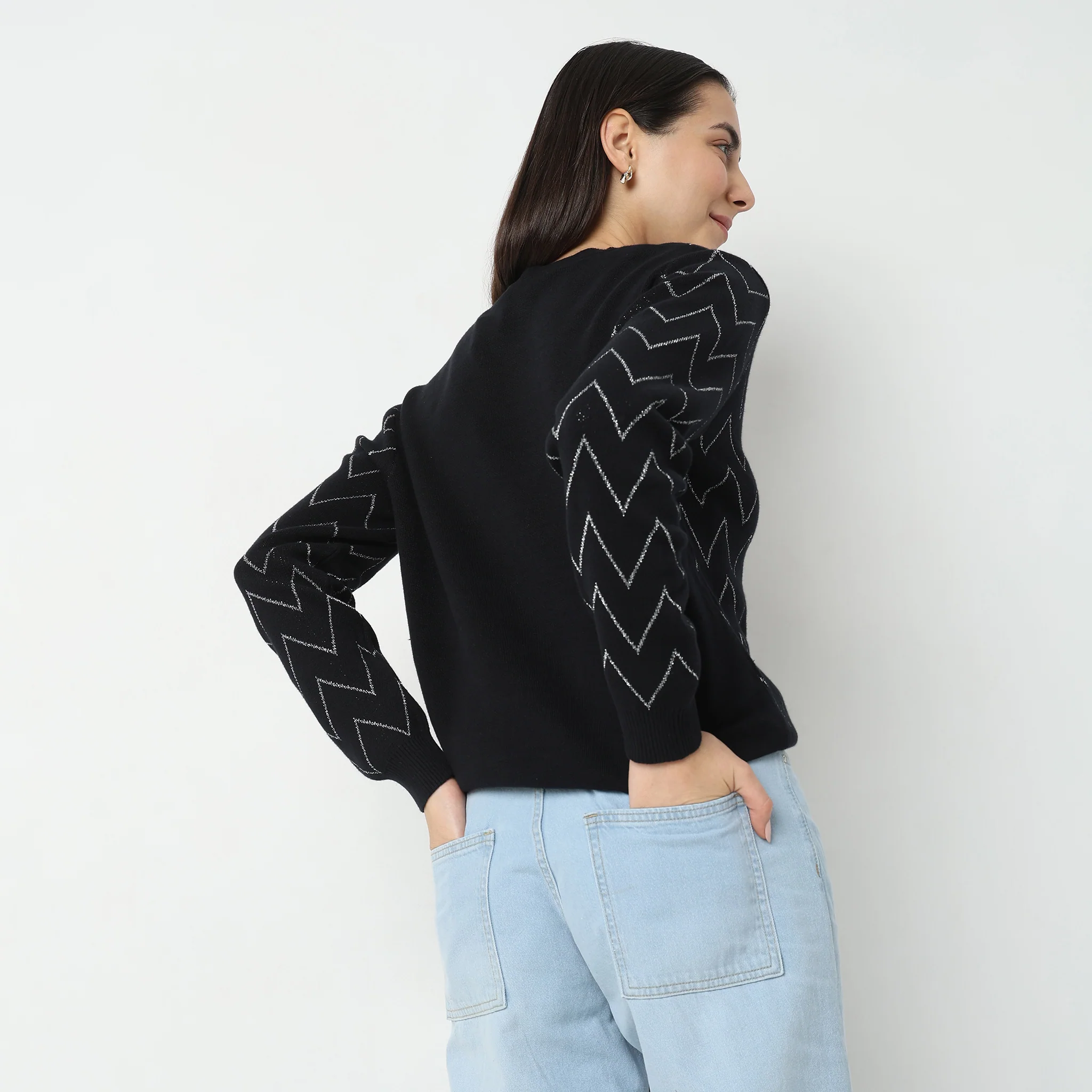 Regular Fit Chevron Sweater - Image 3