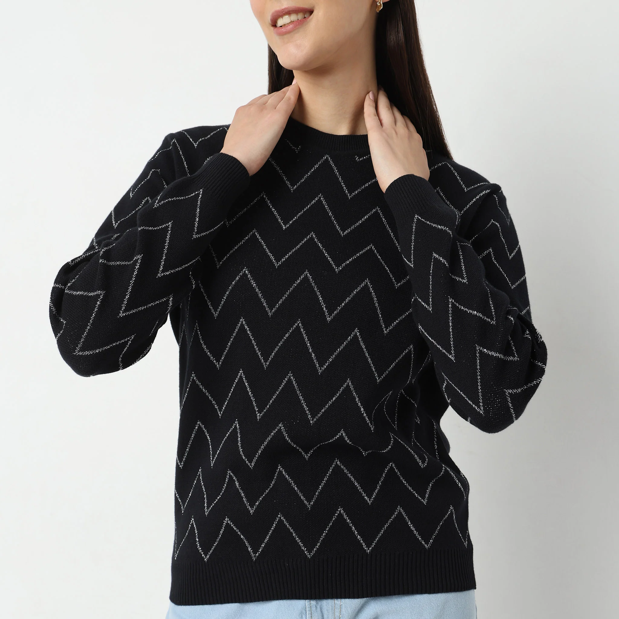 Regular Fit Chevron Sweater - Image 4