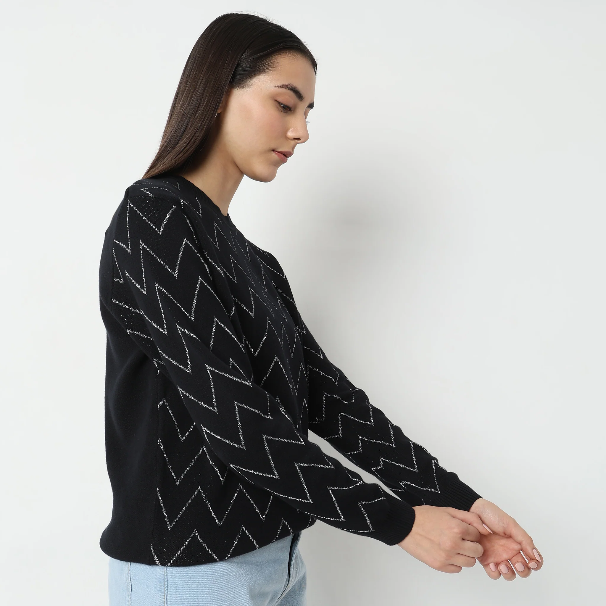 Regular Fit Chevron Sweater - Image 5