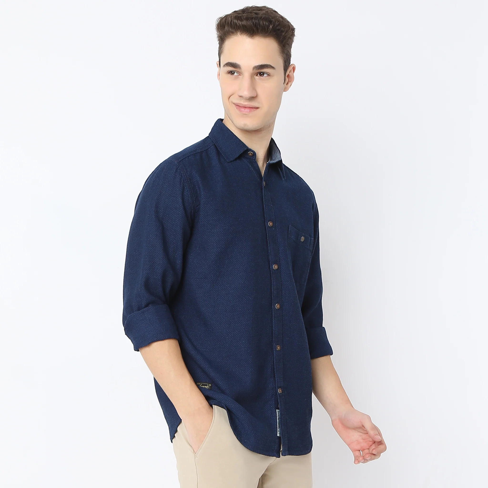 Cruiser™ True Indigo Shirt - Self Structure - Classic Regular Fit Shirt - Image 5