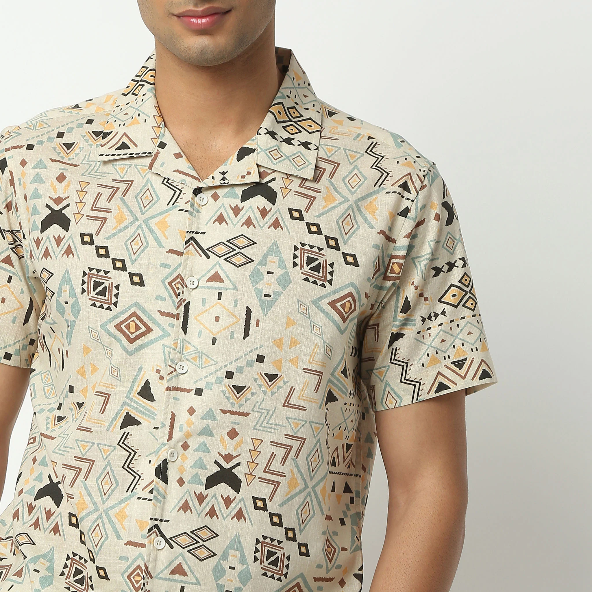 Camp Collar Half Sleeve Short Length Relaxed Fit Cuban Printed Shirt - Image 4