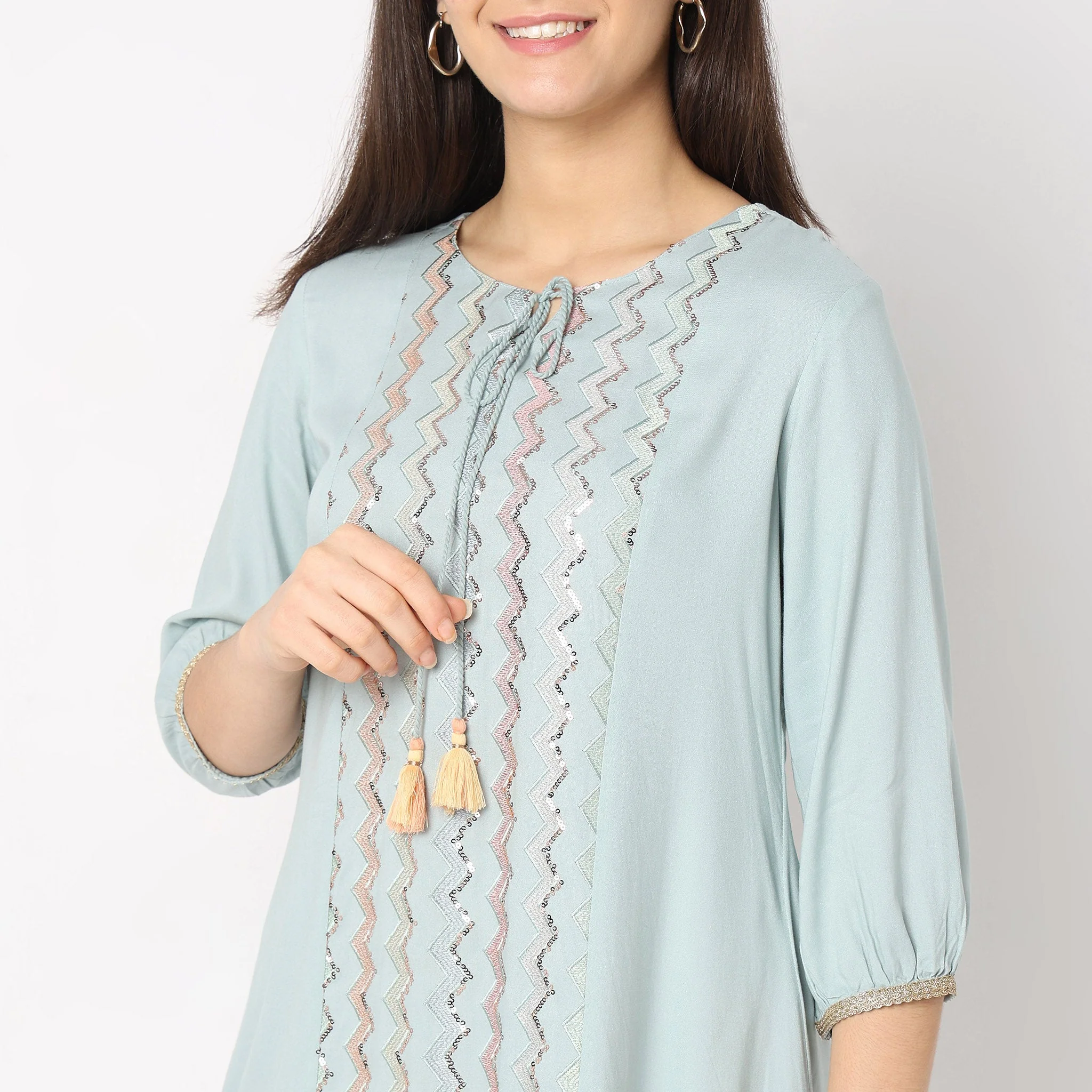 Mid Flare Embellished Kurta - Image 9