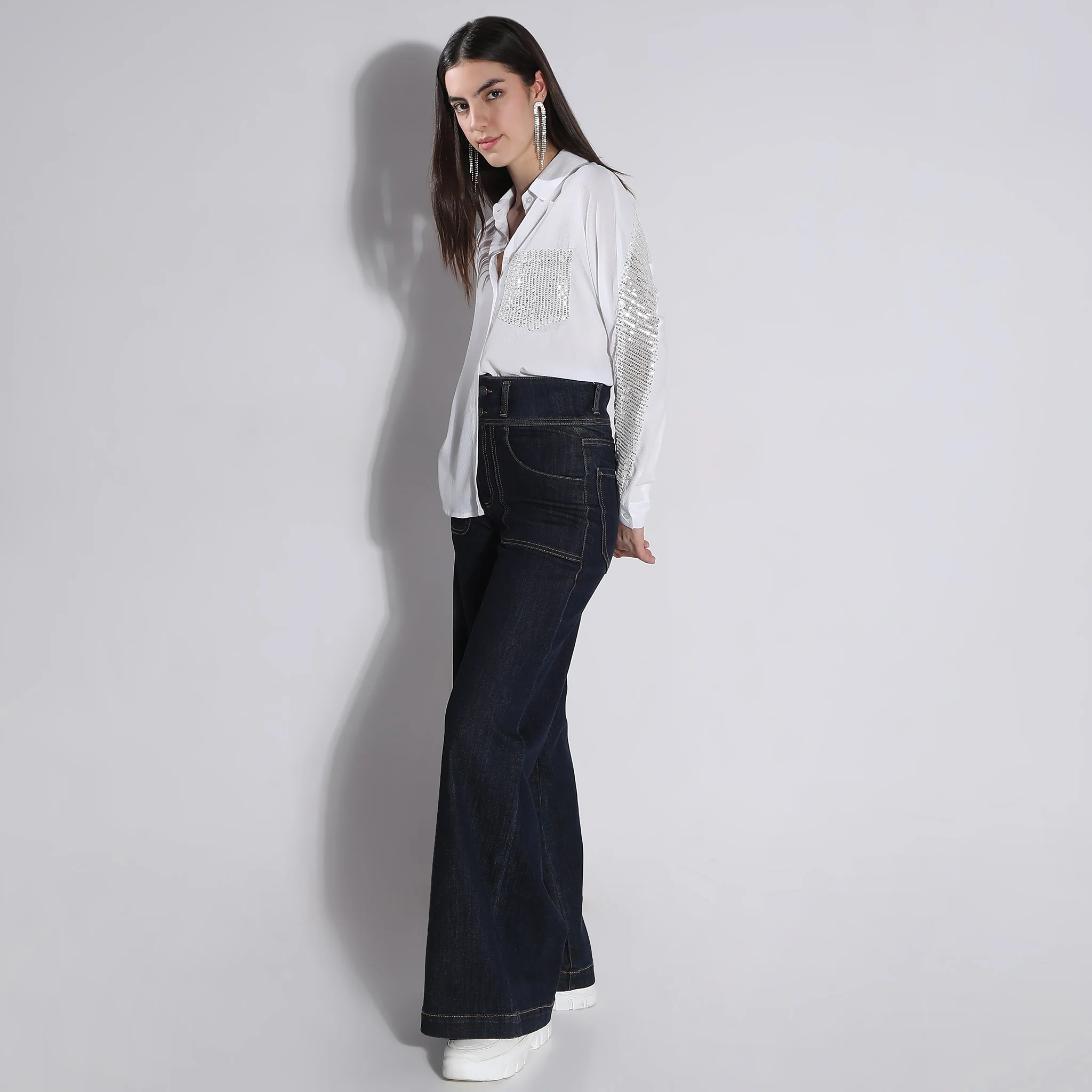 Embellished Shirt Collar Full Sleeve Shirt
