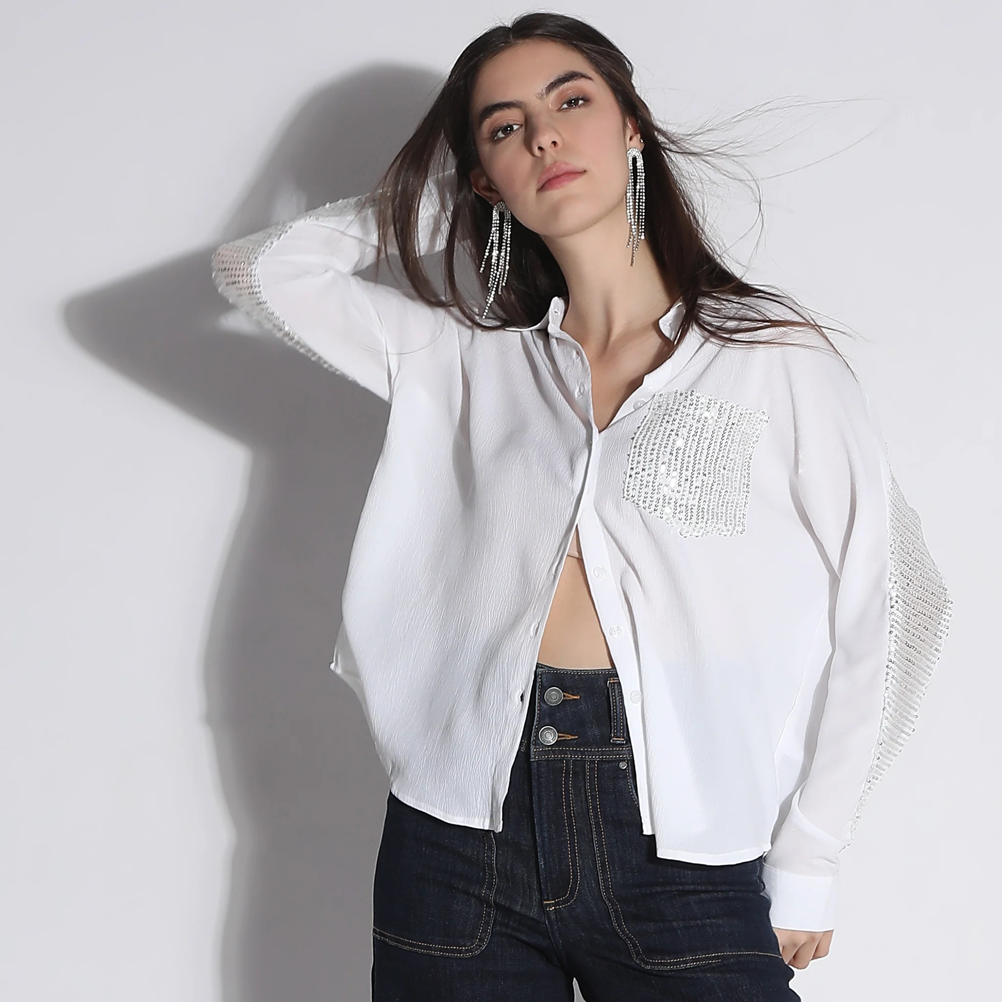 Embellished Shirt Collar Full Sleeve Shirt - Image 2