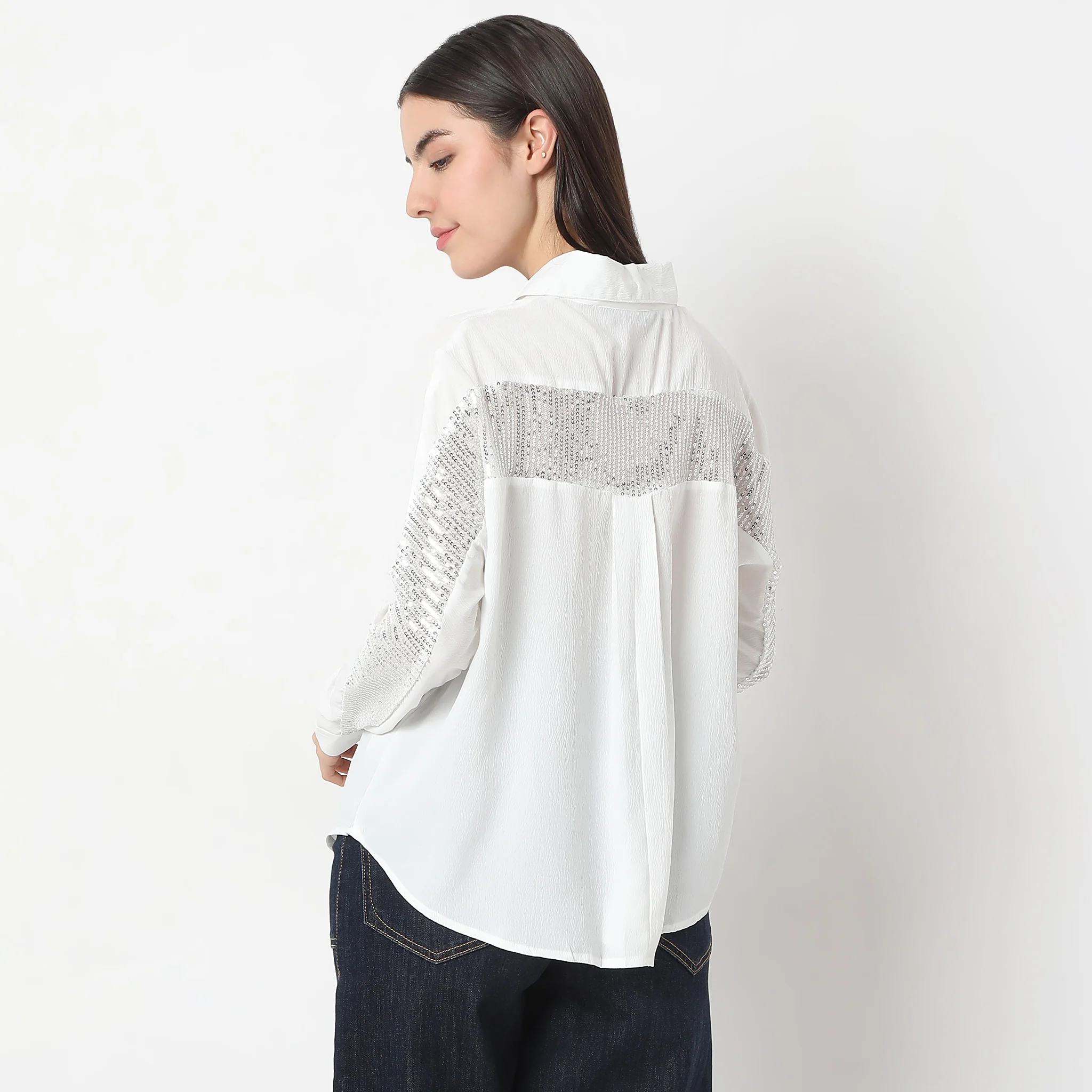 Embellished Shirt Collar Full Sleeve Shirt - Image 3