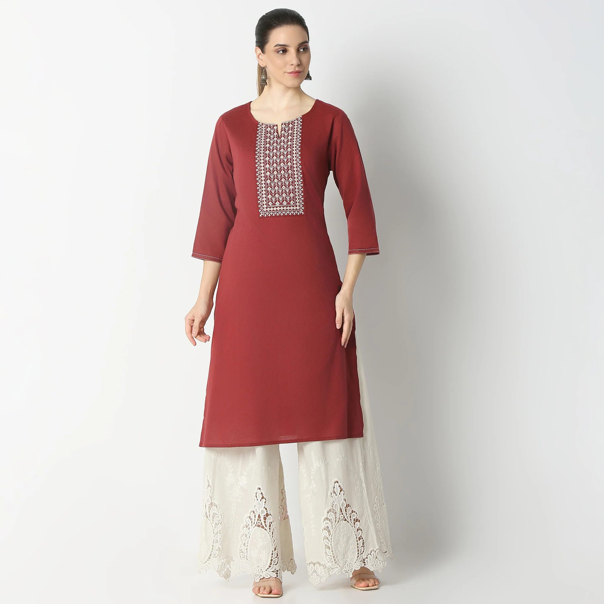Embroidered Straight Kurta - Image 2