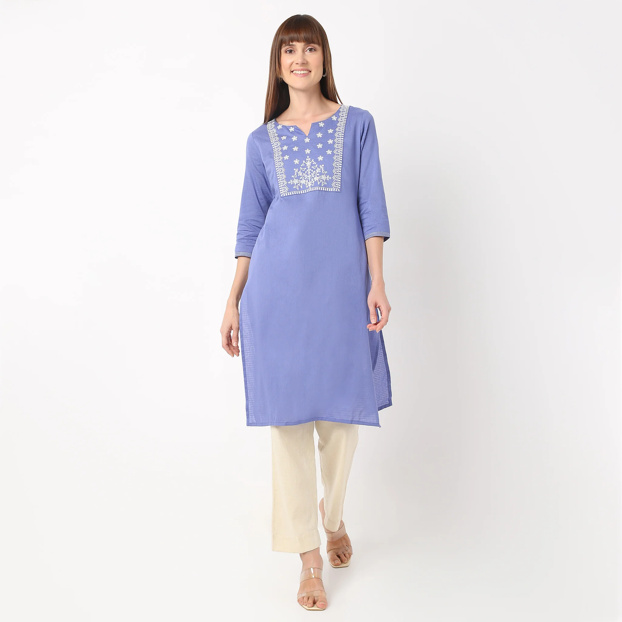 Embroidered Straight Kurta - Image 2